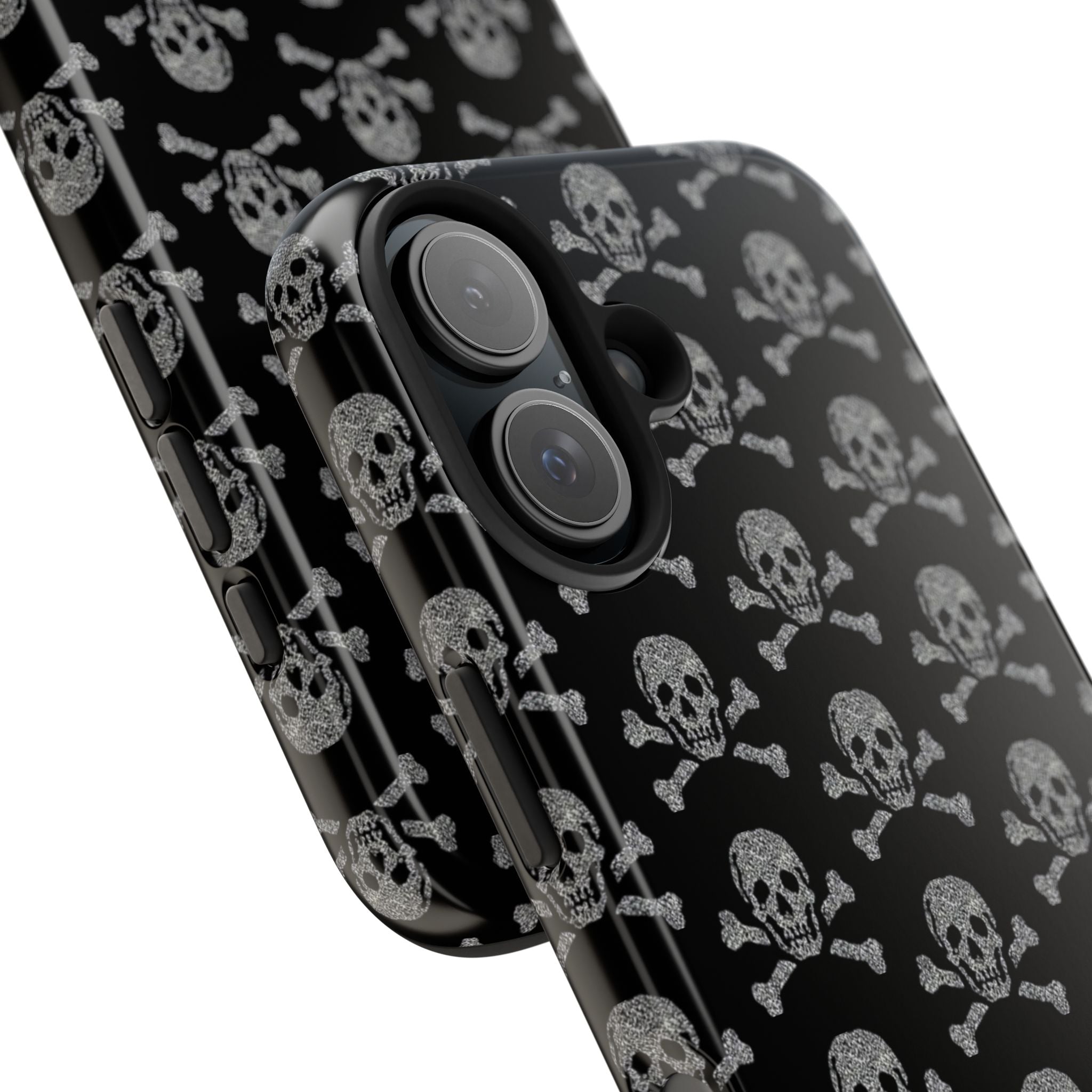 Silver Skull Print Phone Case  - Tough Impact-Resistant Case