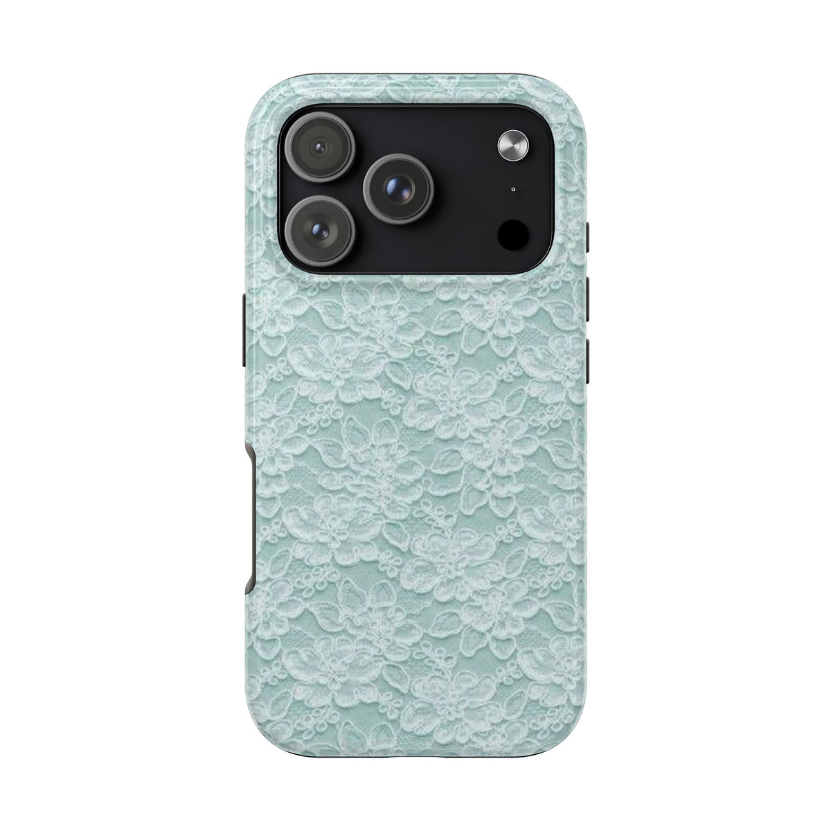 Teal Light Blue Lace Print Pattern Phone Case