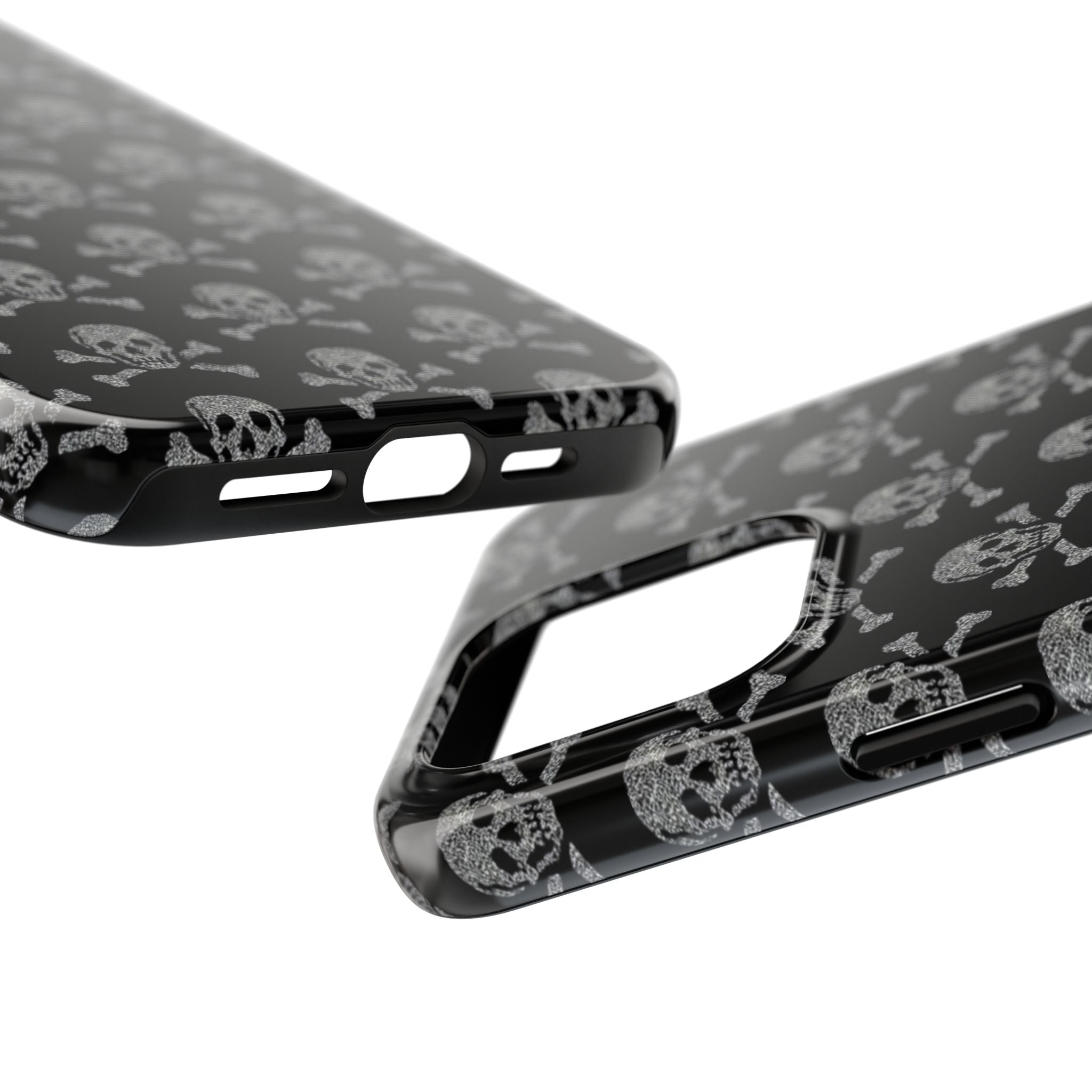 Silver Skull Print Phone Case  - Tough Impact-Resistant Case