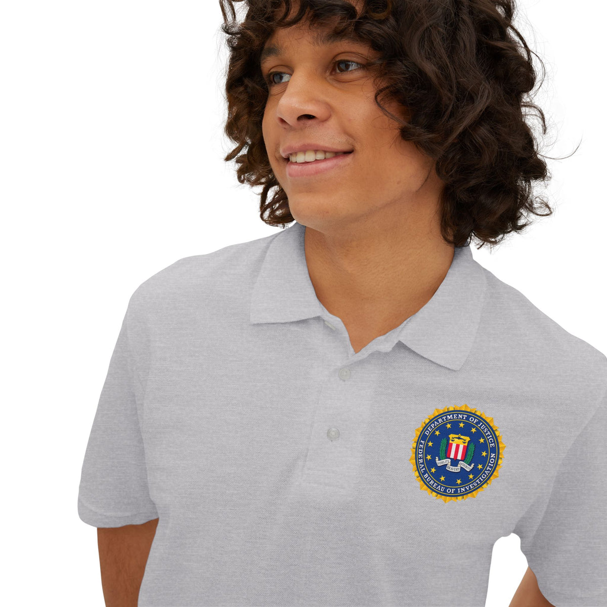 FBI Custom Halloween Polo Shirt Badge Logos on Front and Back - Men's Piqué Polo