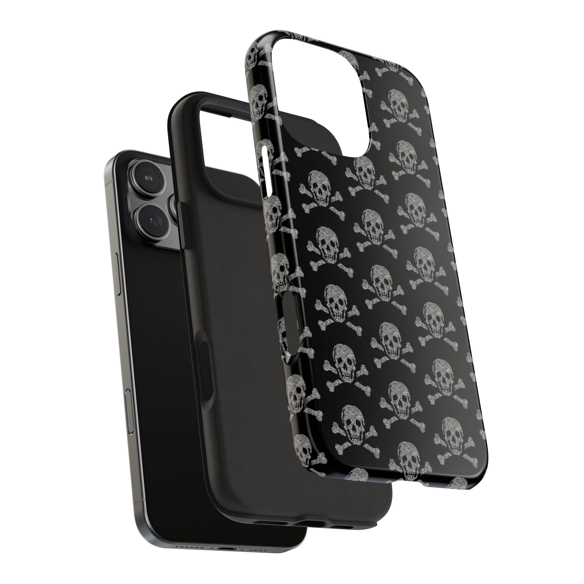 Silver Skull Print Phone Case  - Tough Impact-Resistant Case