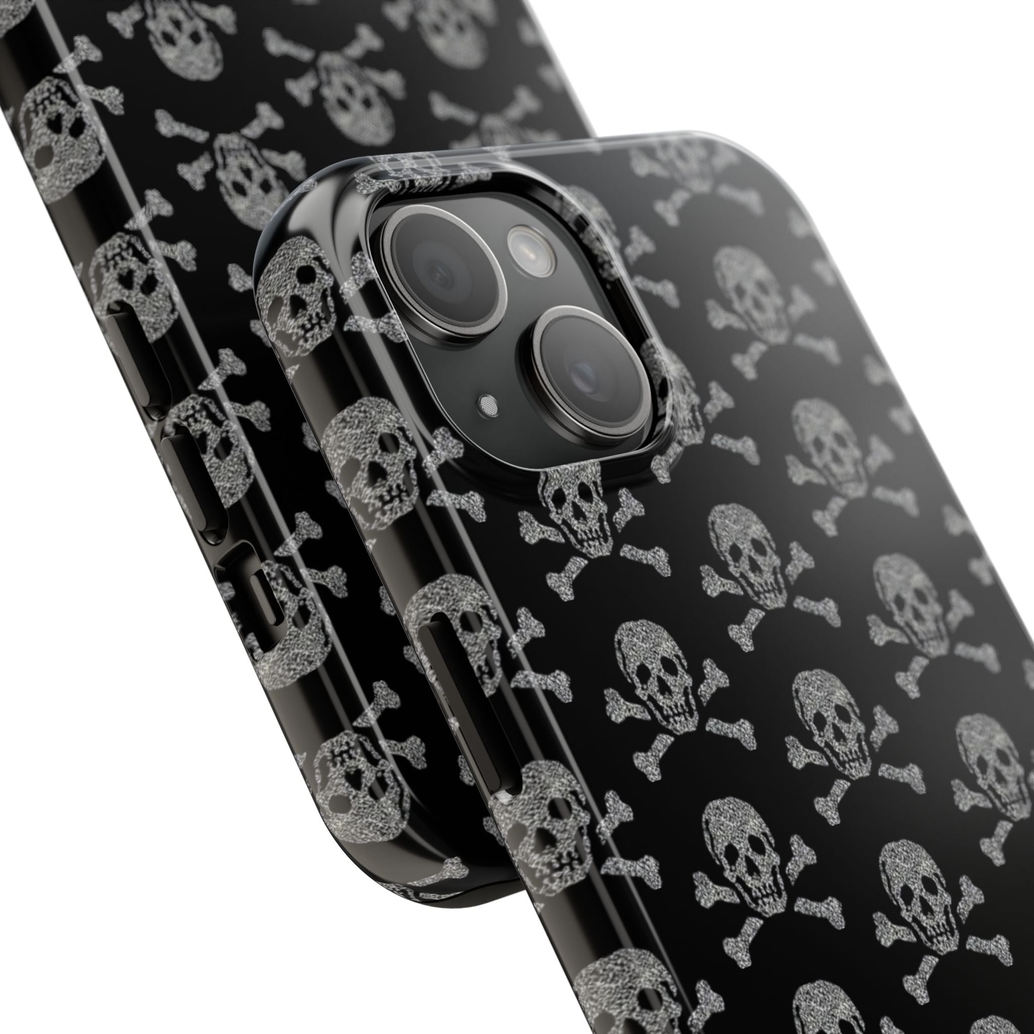 Silver Skull Print Phone Case  - Tough Impact-Resistant Case