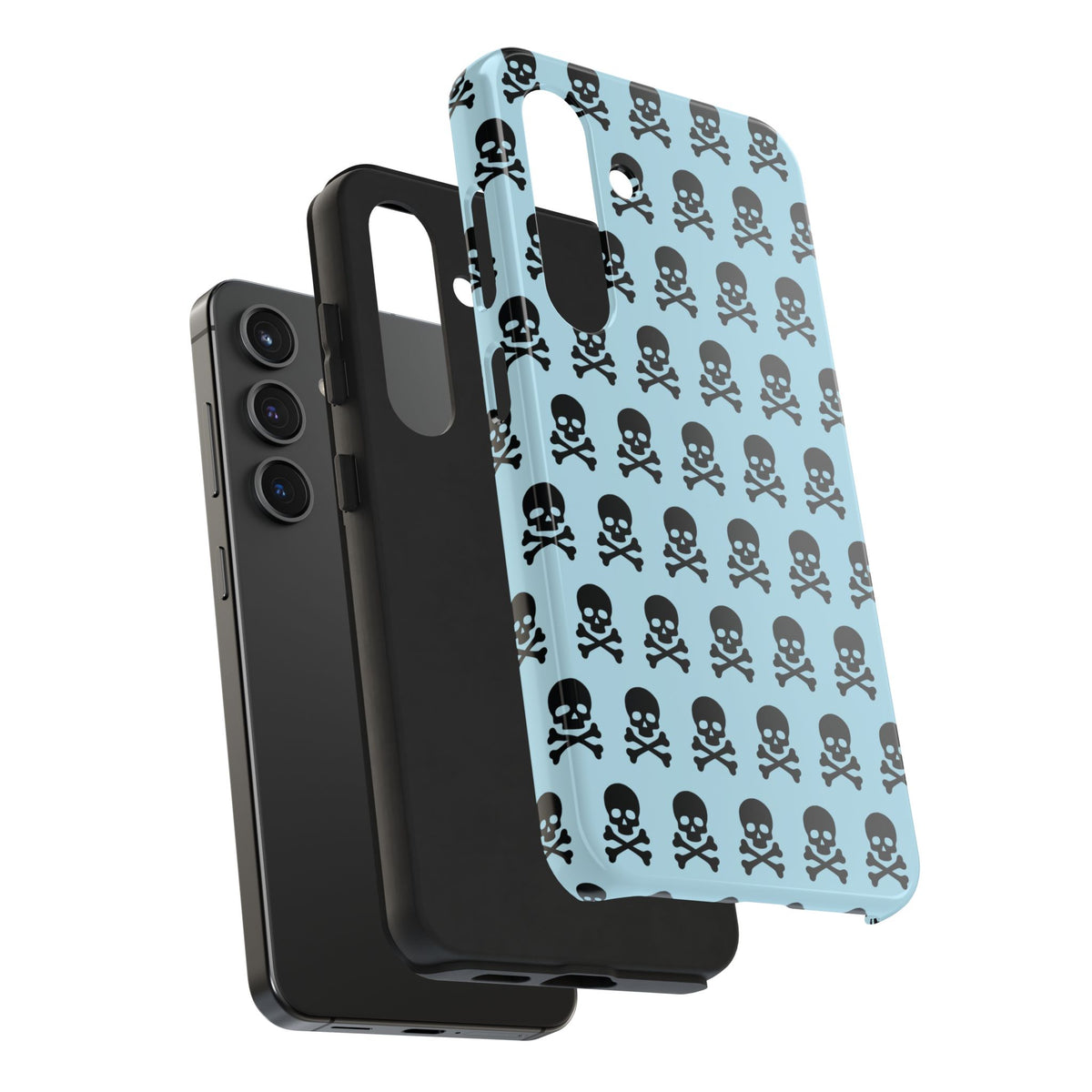 Blue Punk Skull Print Phone Case