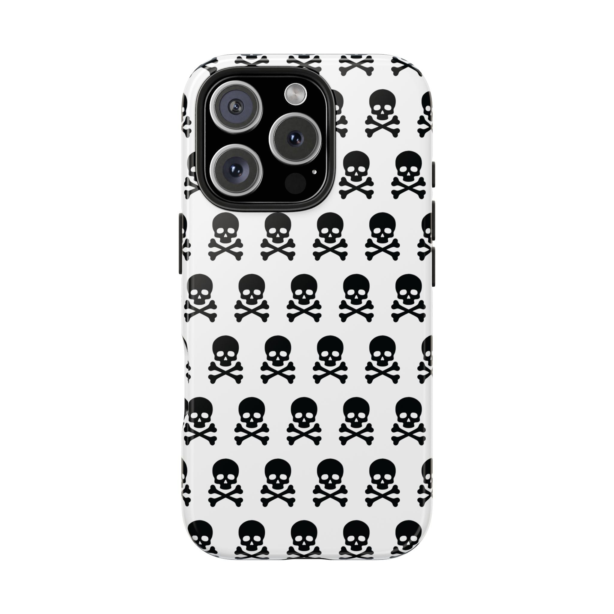 White Punk Skull Print Phone Case