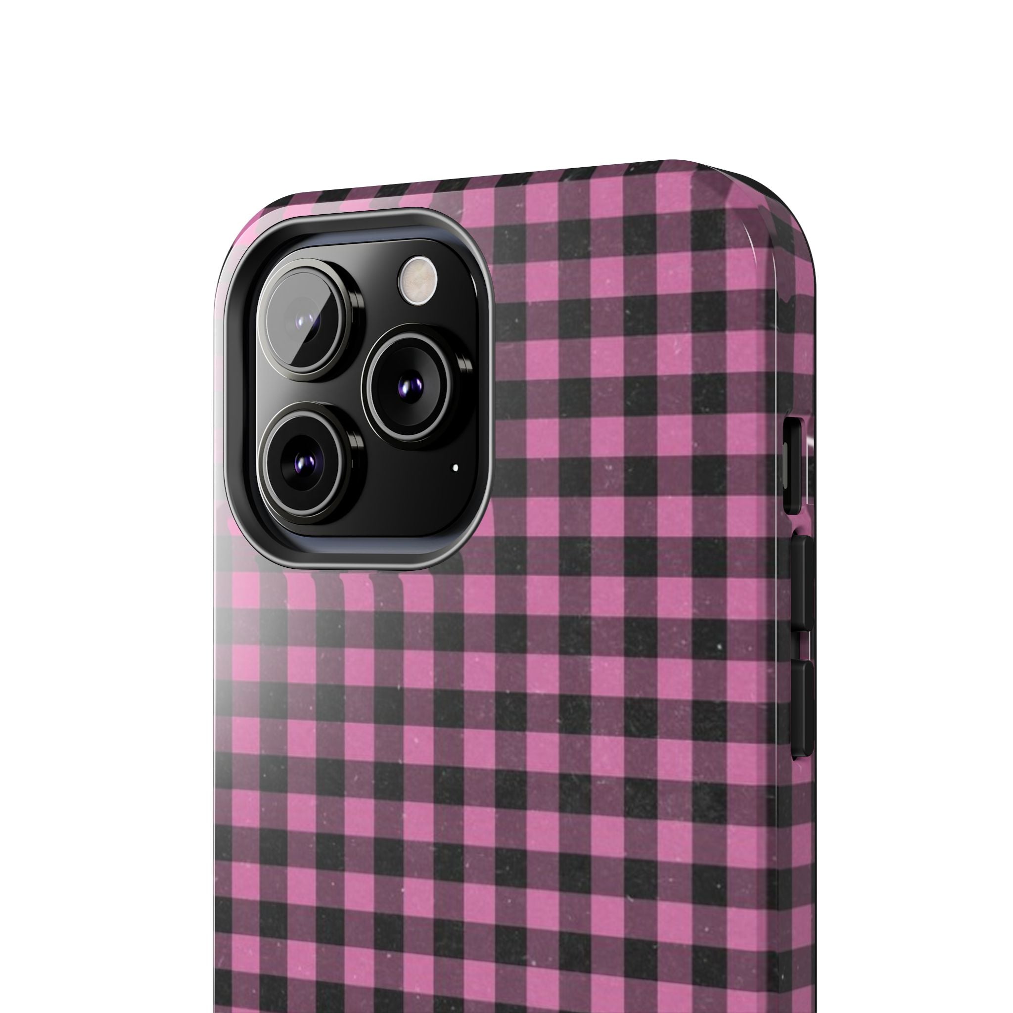 Pink and Black Faded Gingham Plaid Phone Case