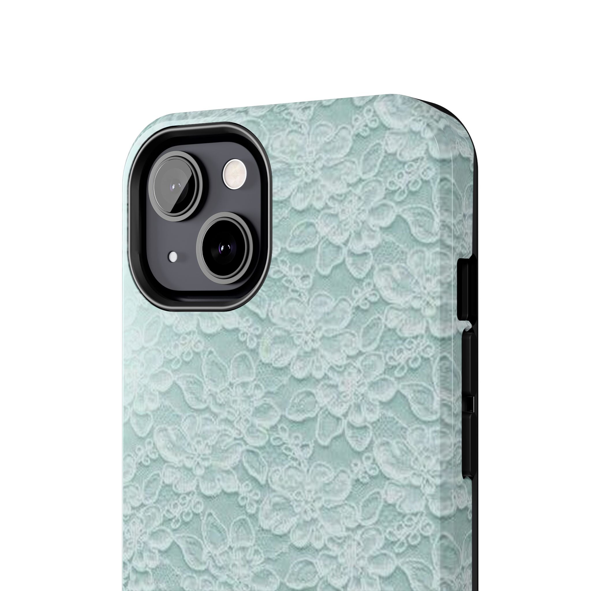 Teal Light Blue Lace Print Pattern Phone Case