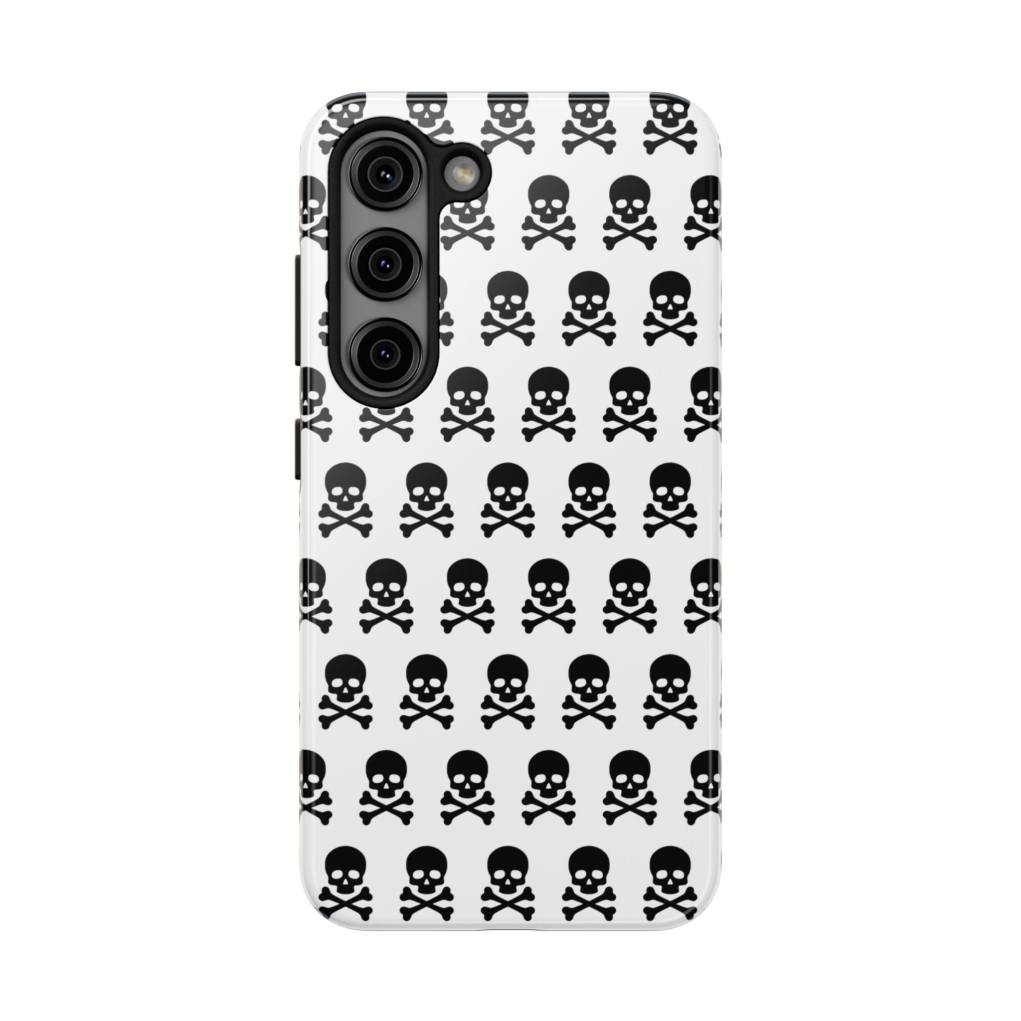 White Punk Skull Print Phone Case