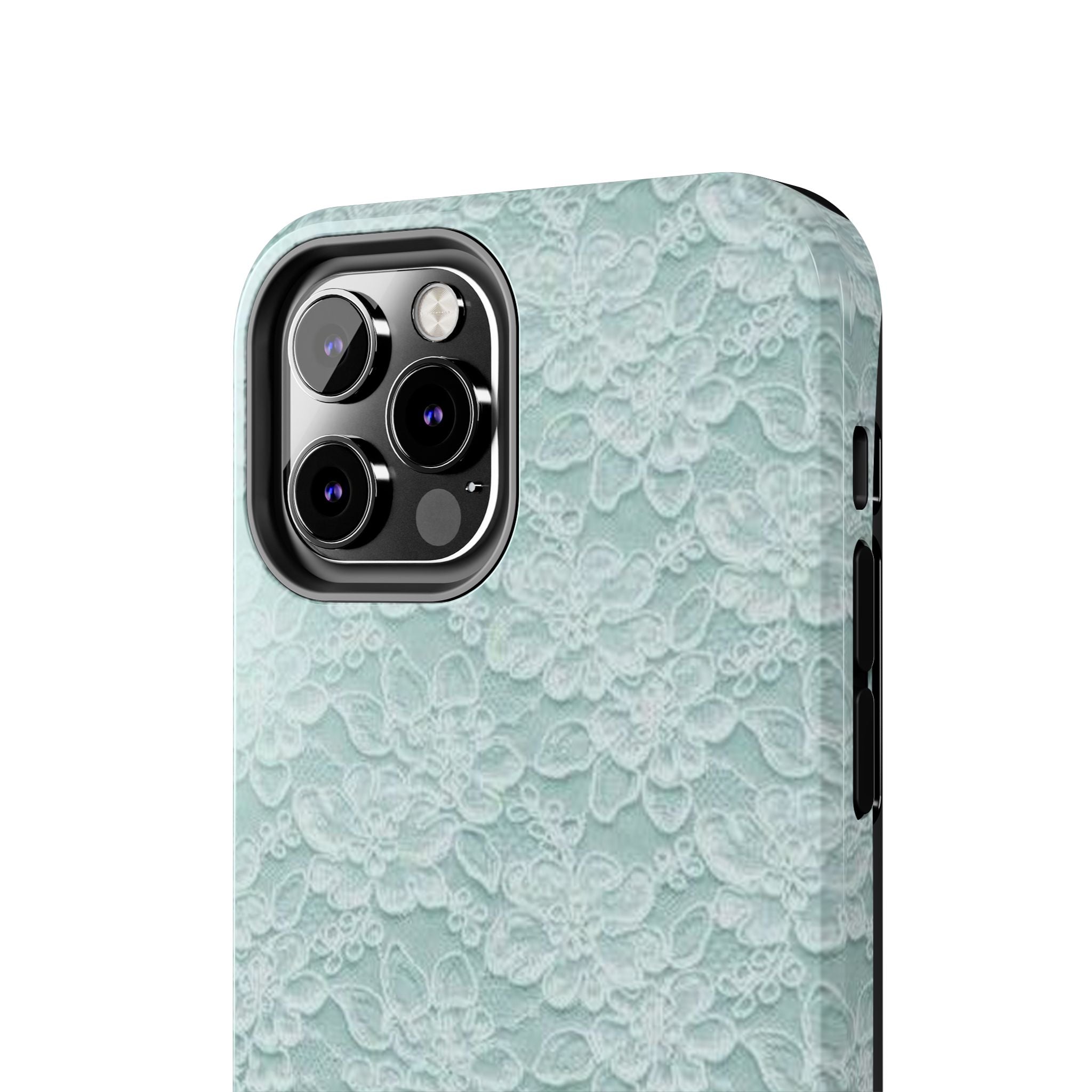 Teal Light Blue Lace Print Pattern Phone Case