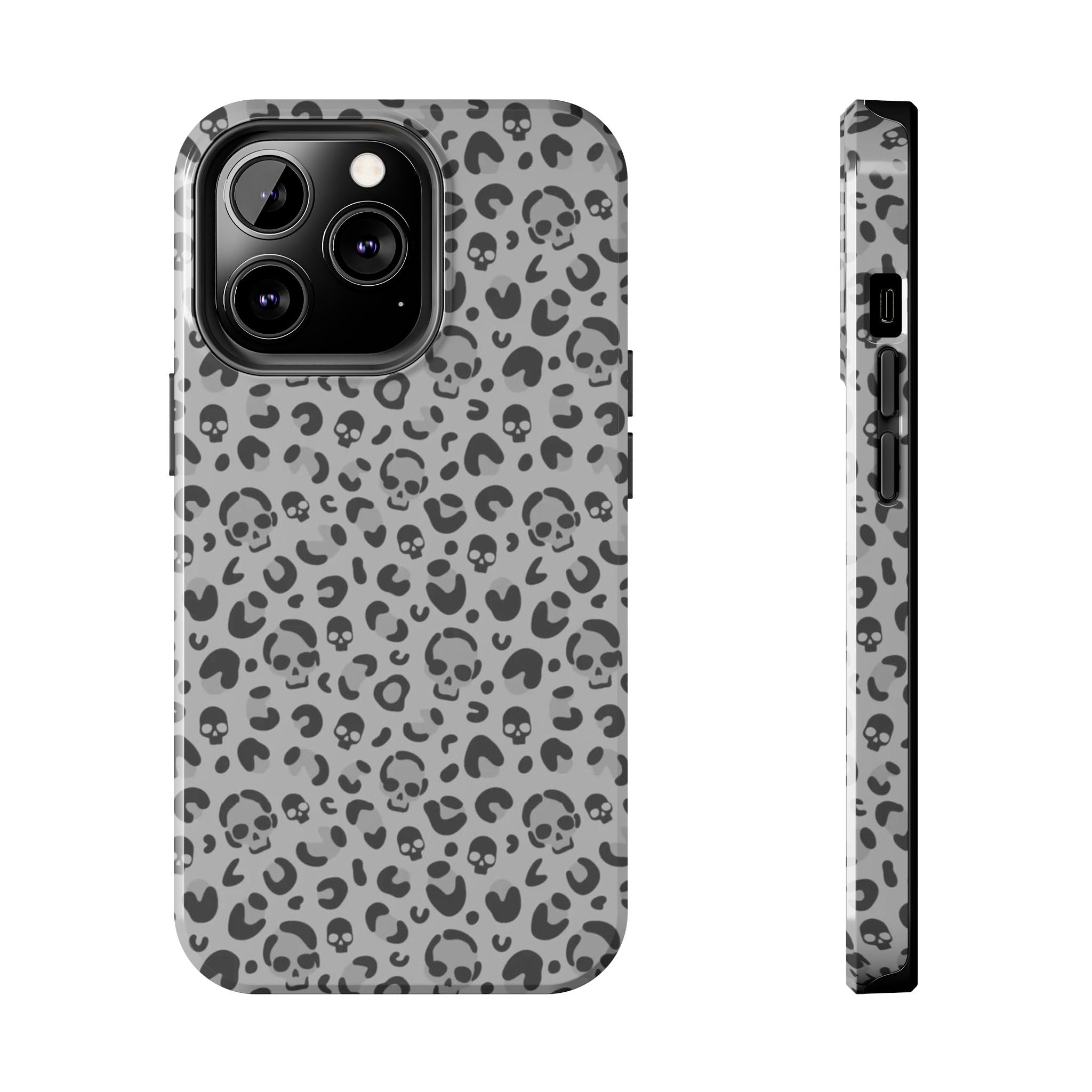 Skull Cheetah Grey Leopard Phone Case