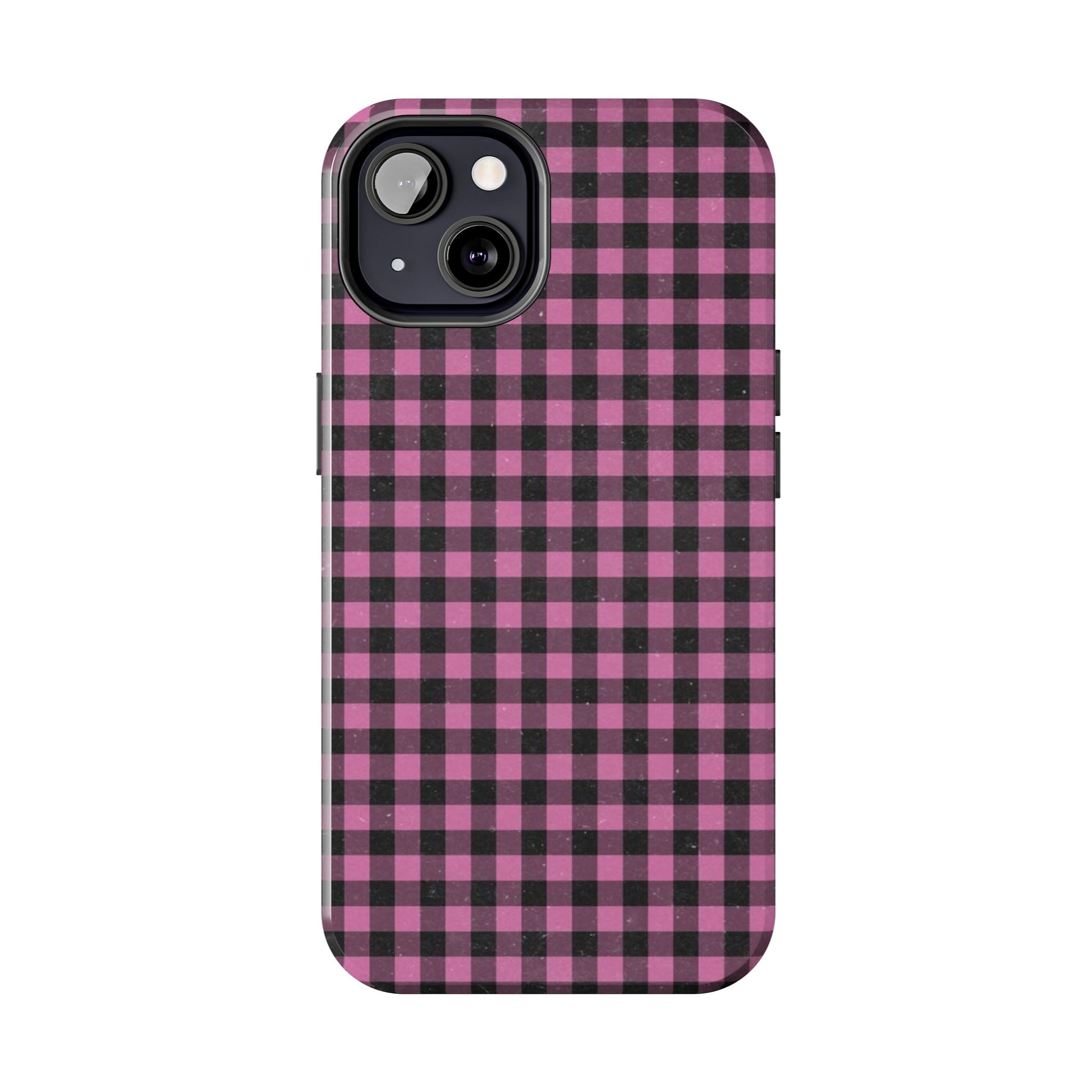 Pink and Black Faded Gingham Plaid Phone Case