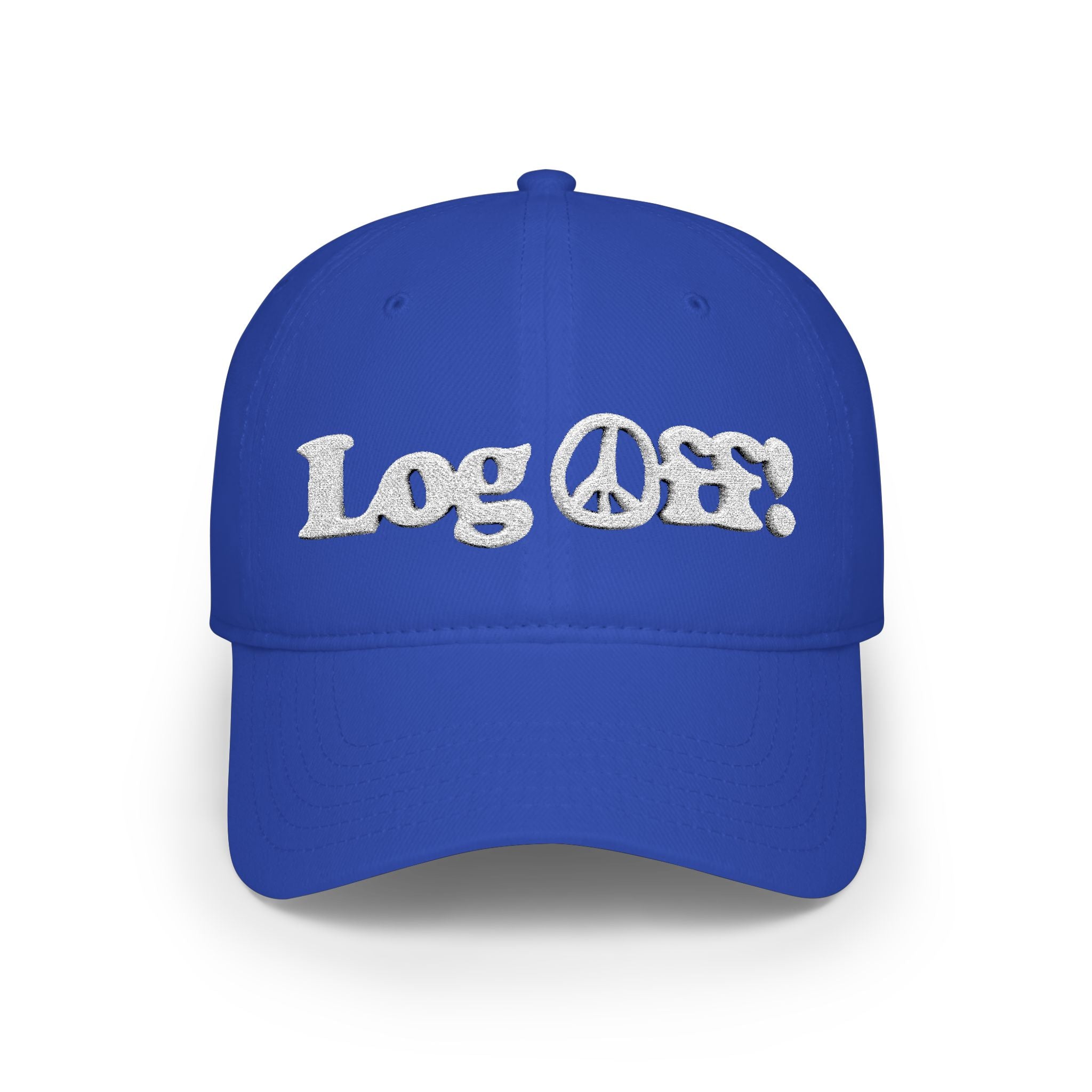 Log Off Peace Sign (White Text) Low Profile Baseball Cap