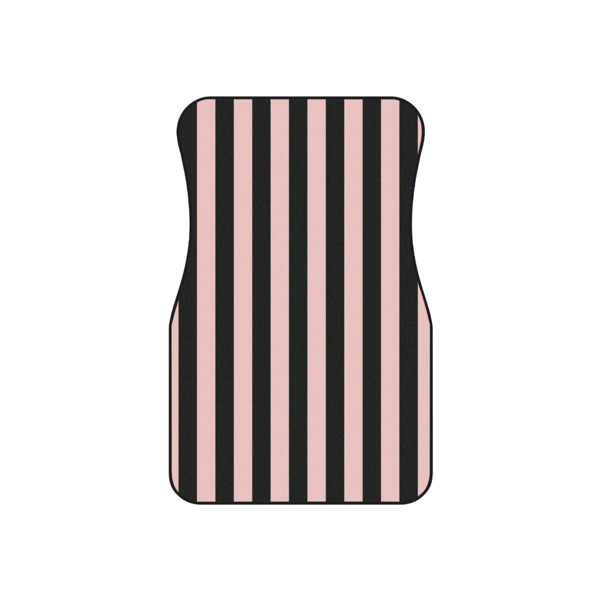 Pink and Black Striped Car Mats - Front Floor Mats Set of 2