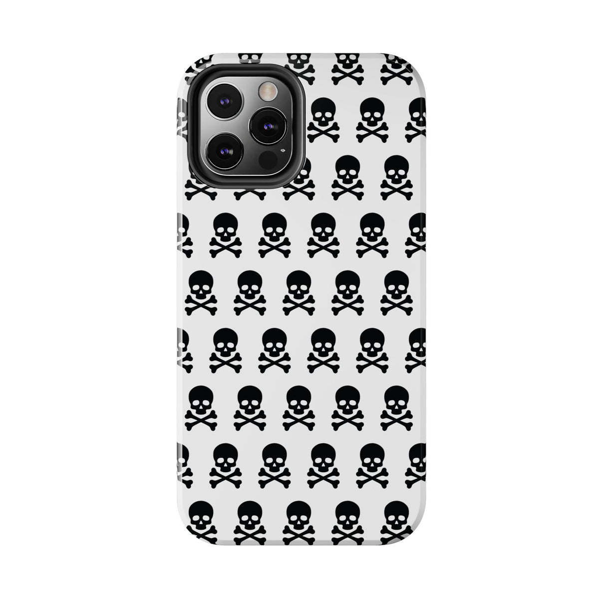 White Punk Skull Print Phone Case