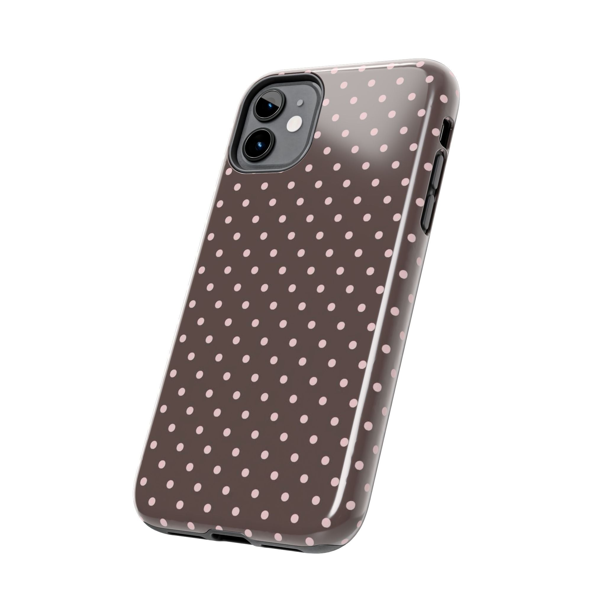 Brown with Pink Dots Phone Case  - Tough Impact-Resistant Case