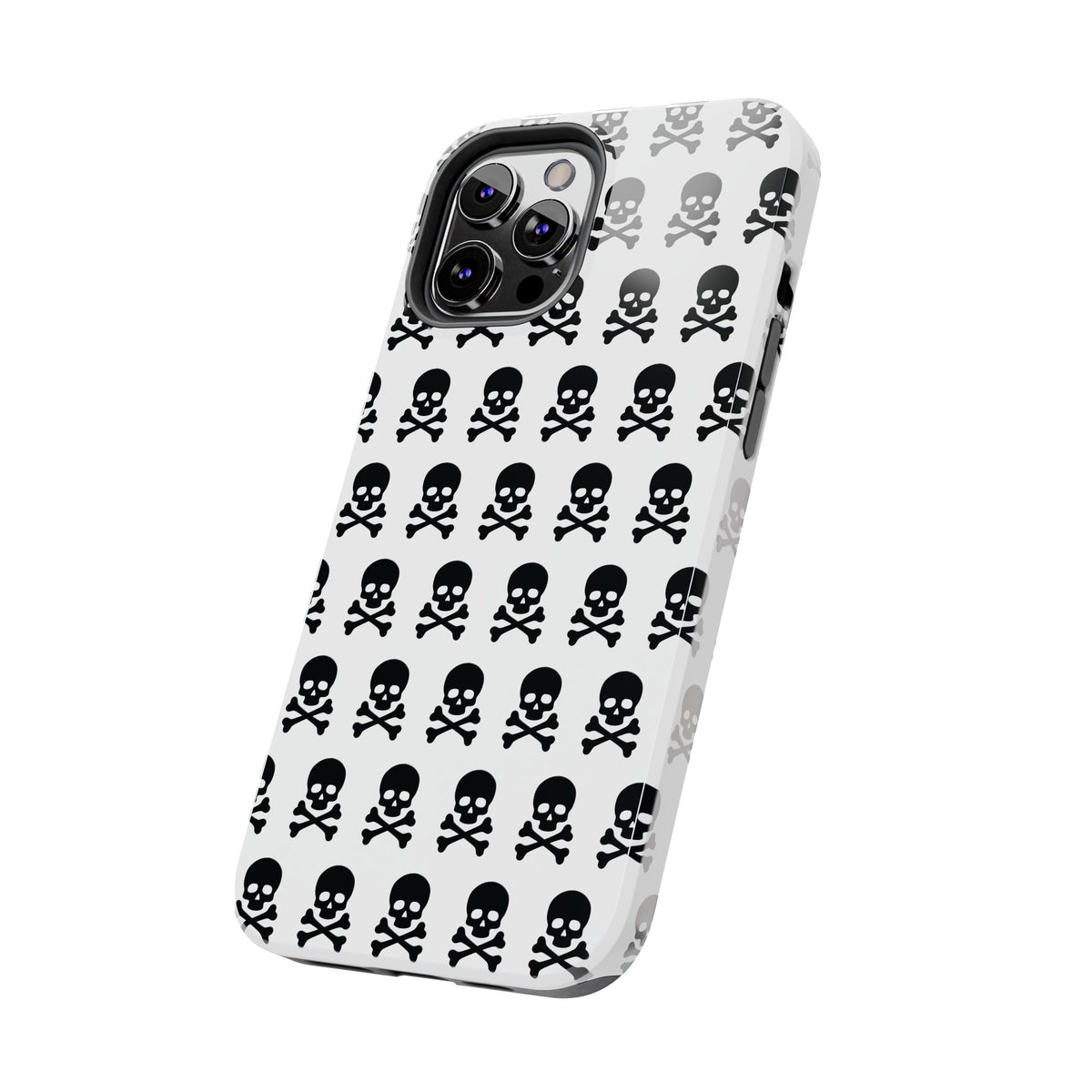 White Punk Skull Print Phone Case