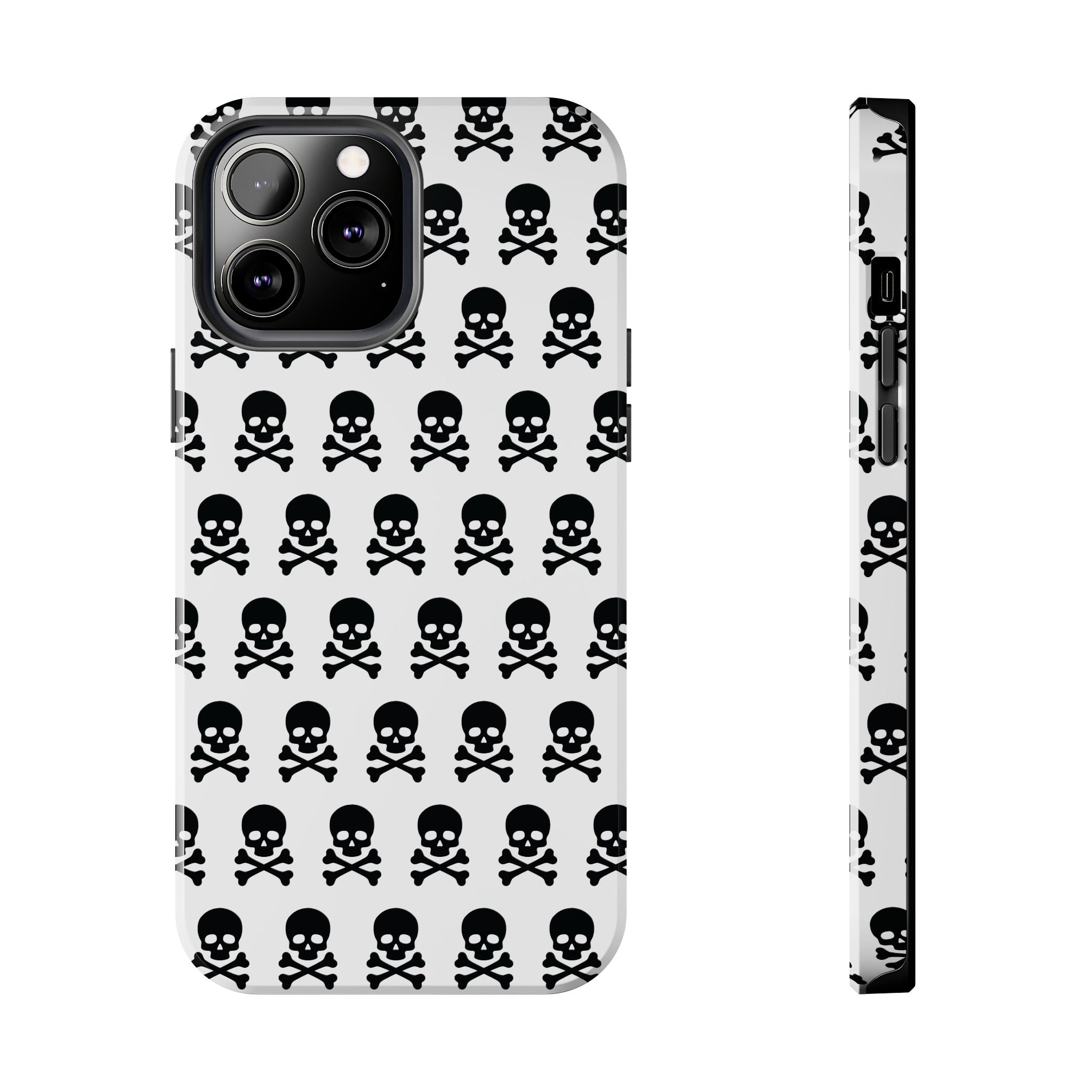 White Punk Skull Print Phone Case