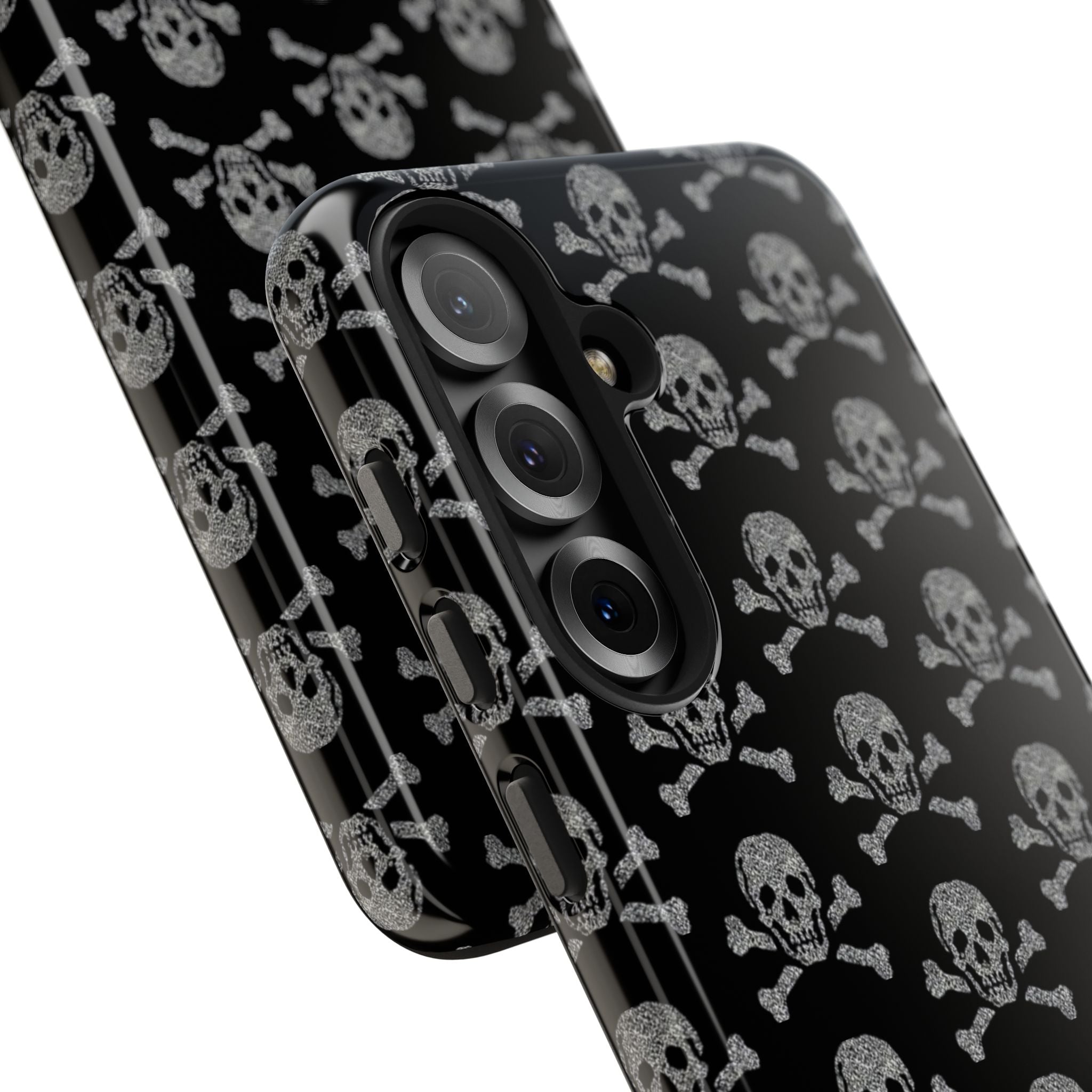 Silver Skull Print Phone Case  - Tough Impact-Resistant Case