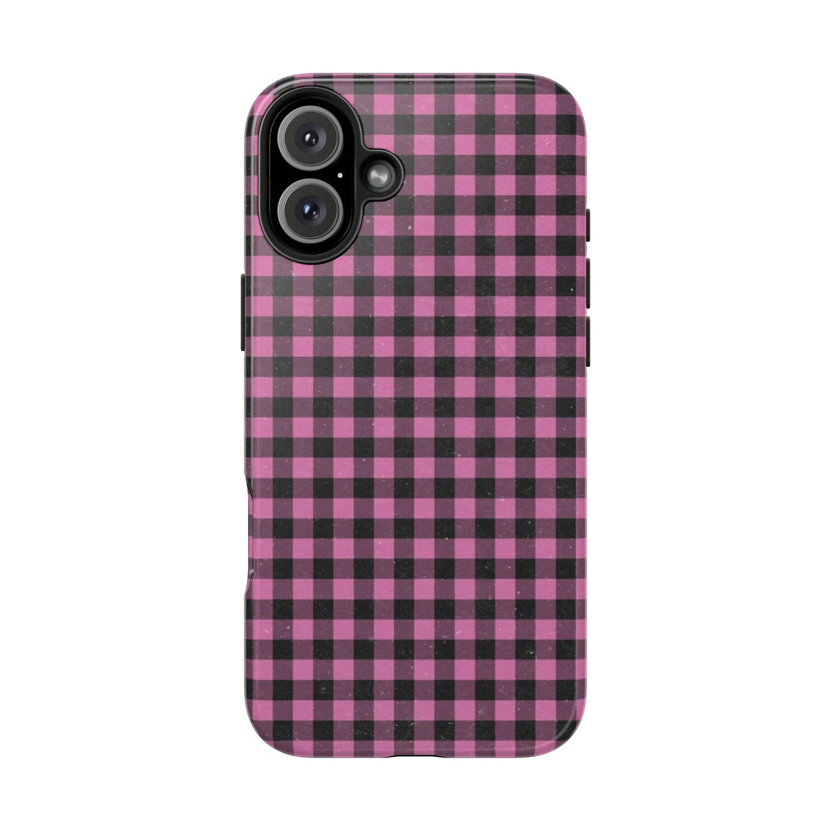 Pink and Black Faded Gingham Plaid Phone Case