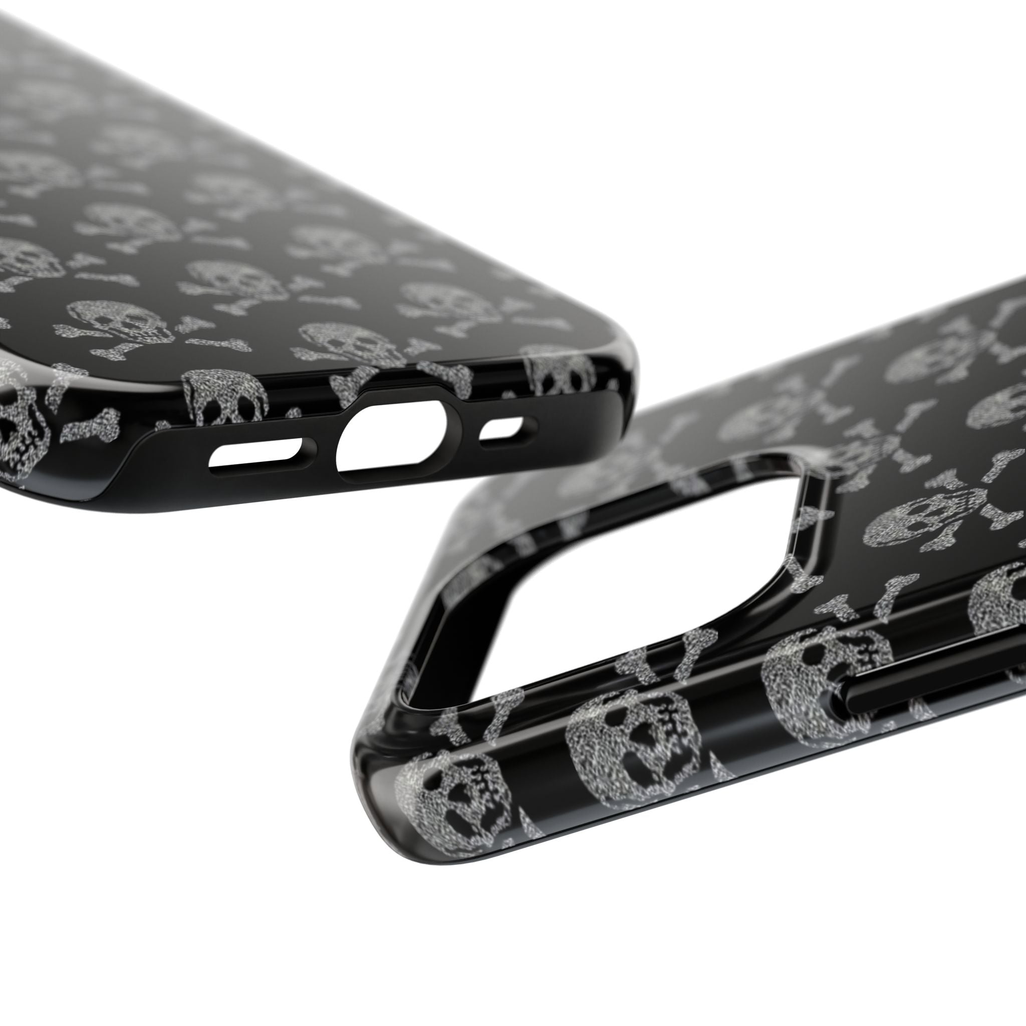 Silver Skull Print Phone Case  - Tough Impact-Resistant Case