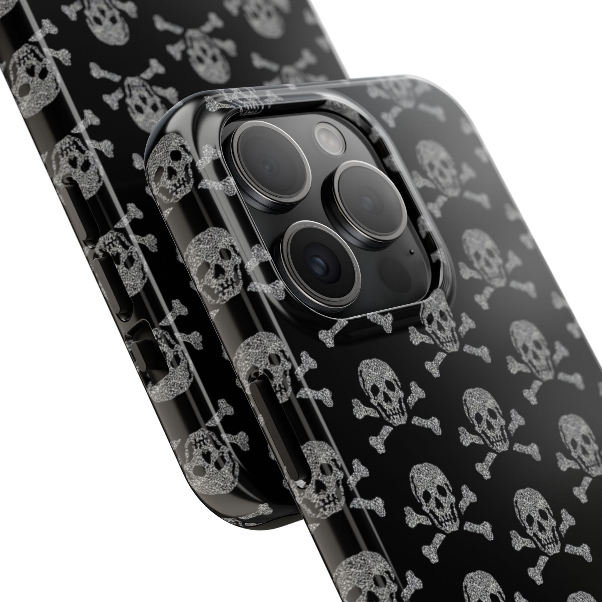 Silver Skull Print Phone Case  - Tough Impact-Resistant Case