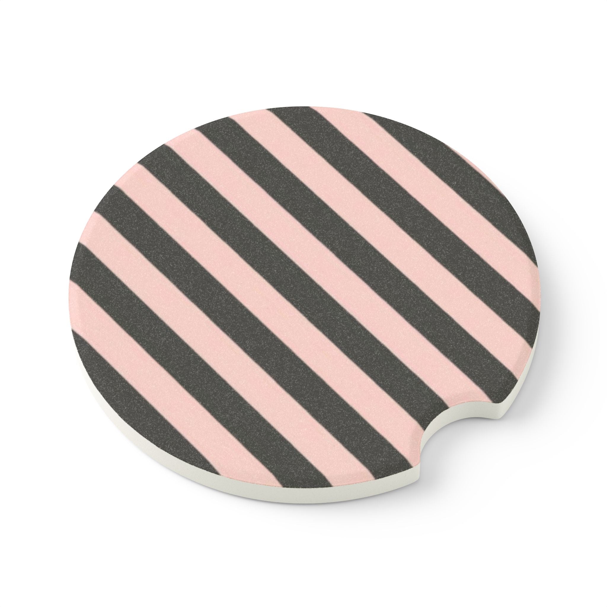Striped Pink and Black Car Coaster - Made of Soapstone