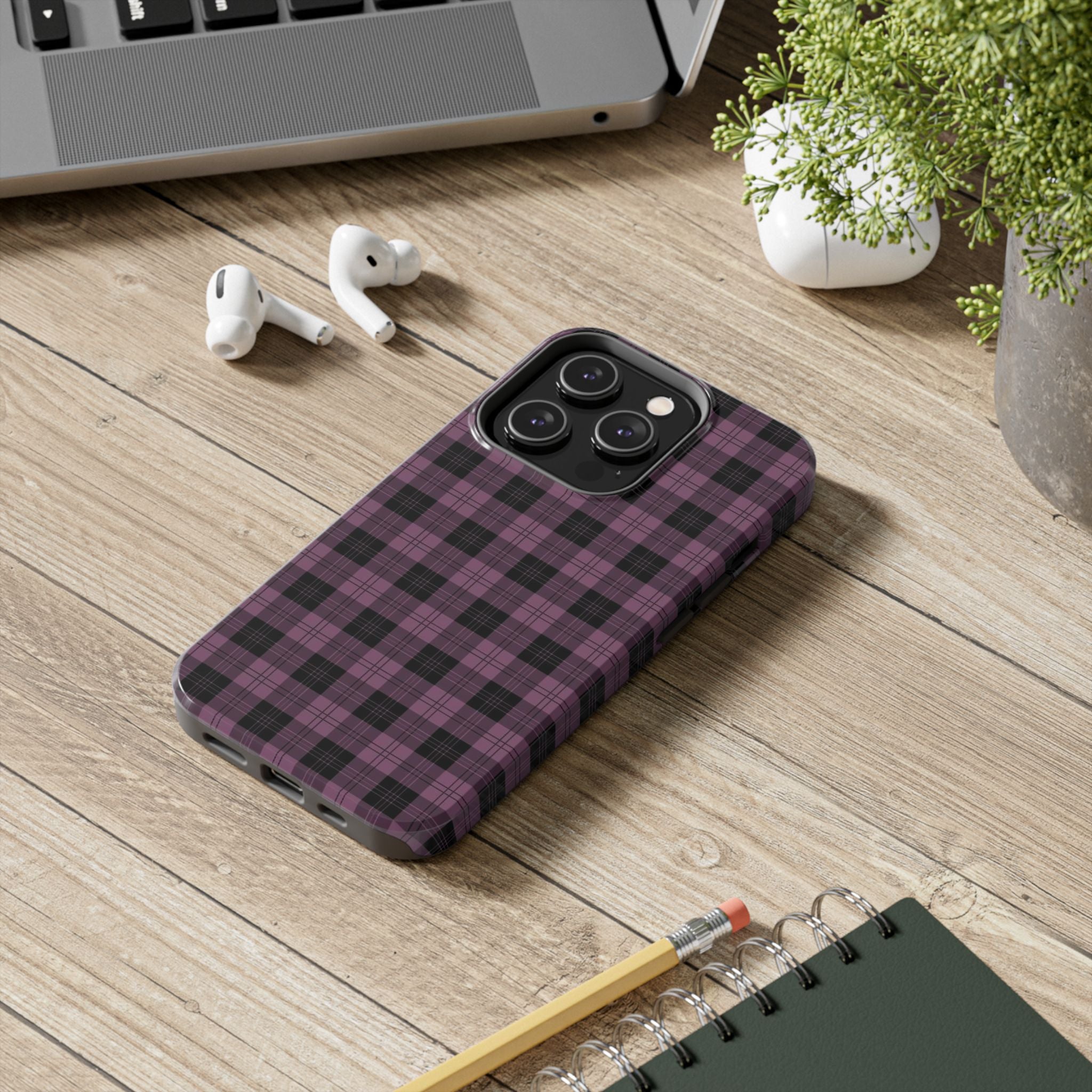 Emo Dark Pink Gingham Plaid Phone Case  - Tough Impact-Resistant Case