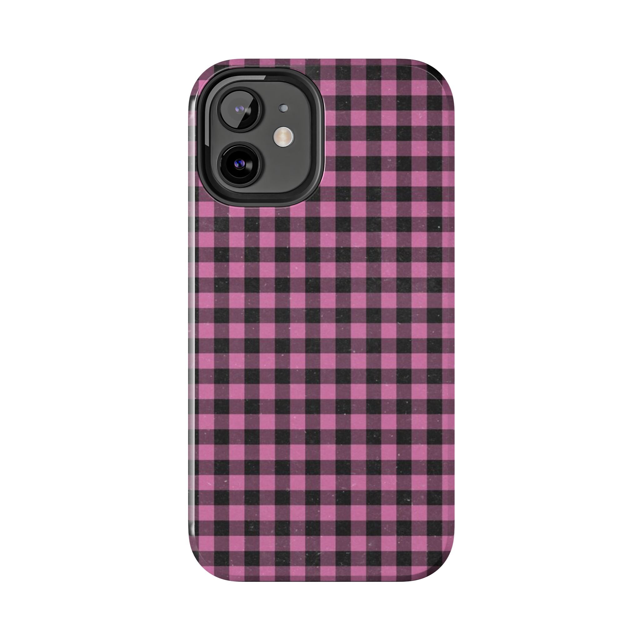 Pink and Black Faded Gingham Plaid Phone Case