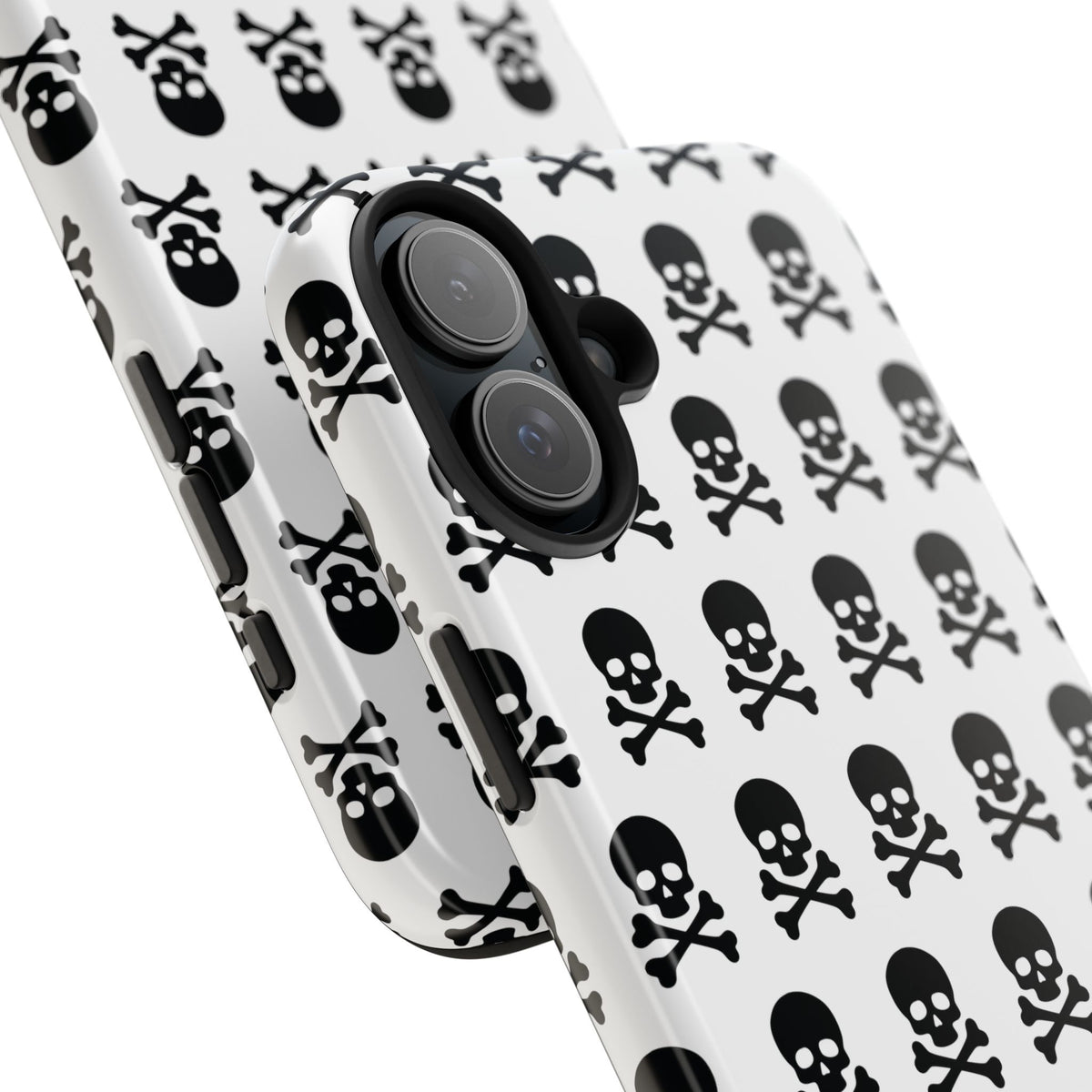 White Punk Skull Print Phone Case