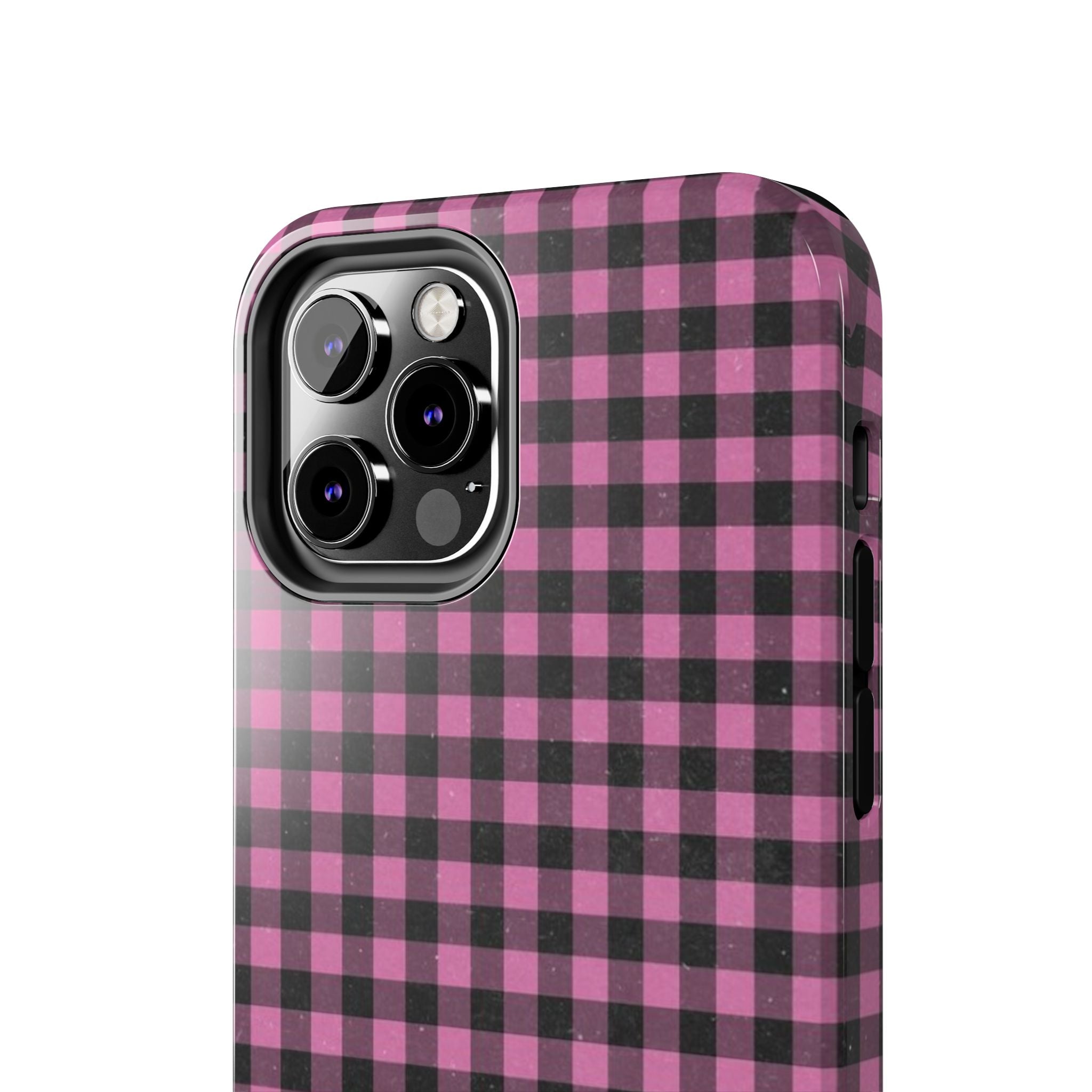 Pink and Black Faded Gingham Plaid Phone Case