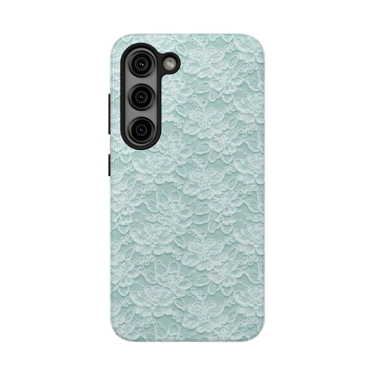 Teal Light Blue Lace Print Pattern Phone Case