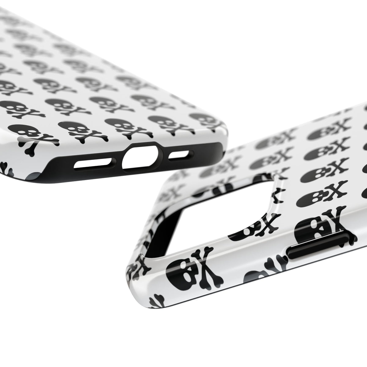 White Punk Skull Print Phone Case