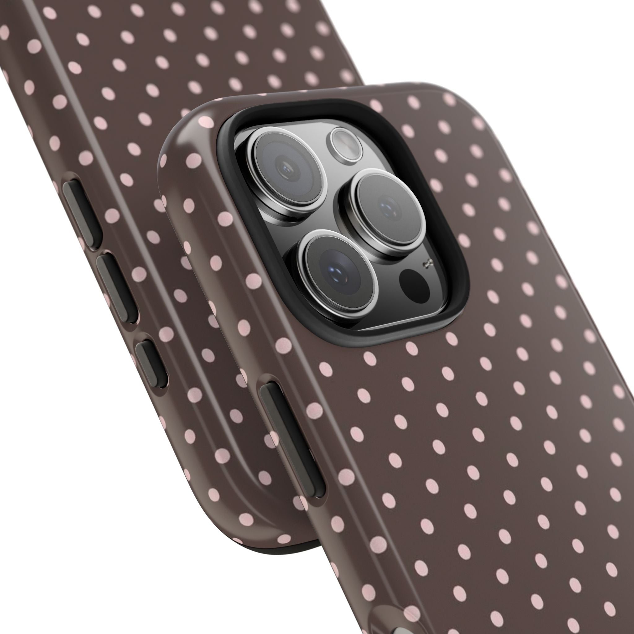 Brown with Pink Dots Phone Case  - Tough Impact-Resistant Case