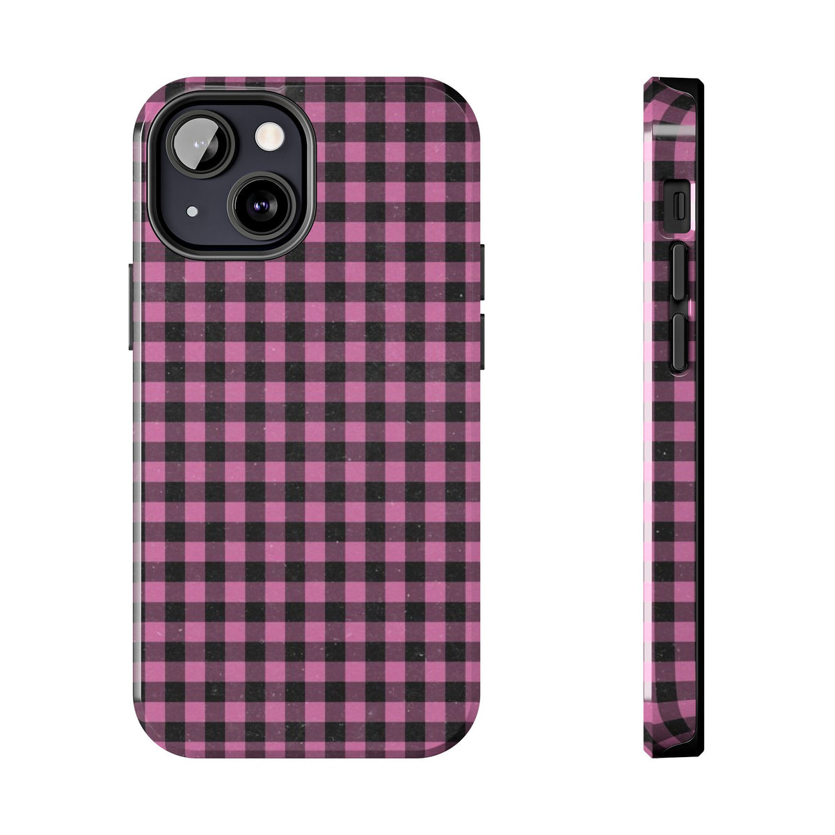 Pink and Black Faded Gingham Plaid Phone Case