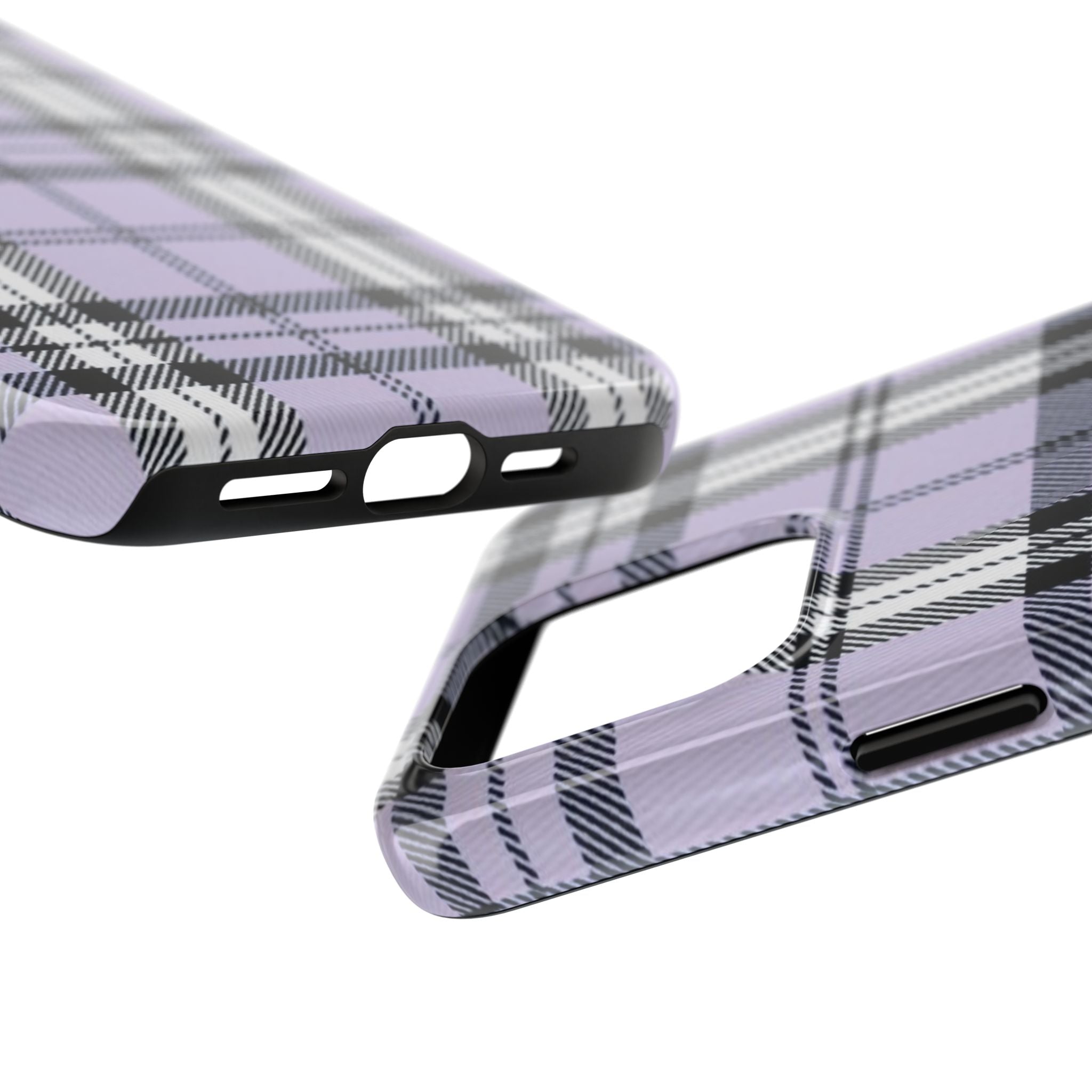 Lavender Light Purple Gingham Plaid Phone Case  - Tough Impact-Resistant Case