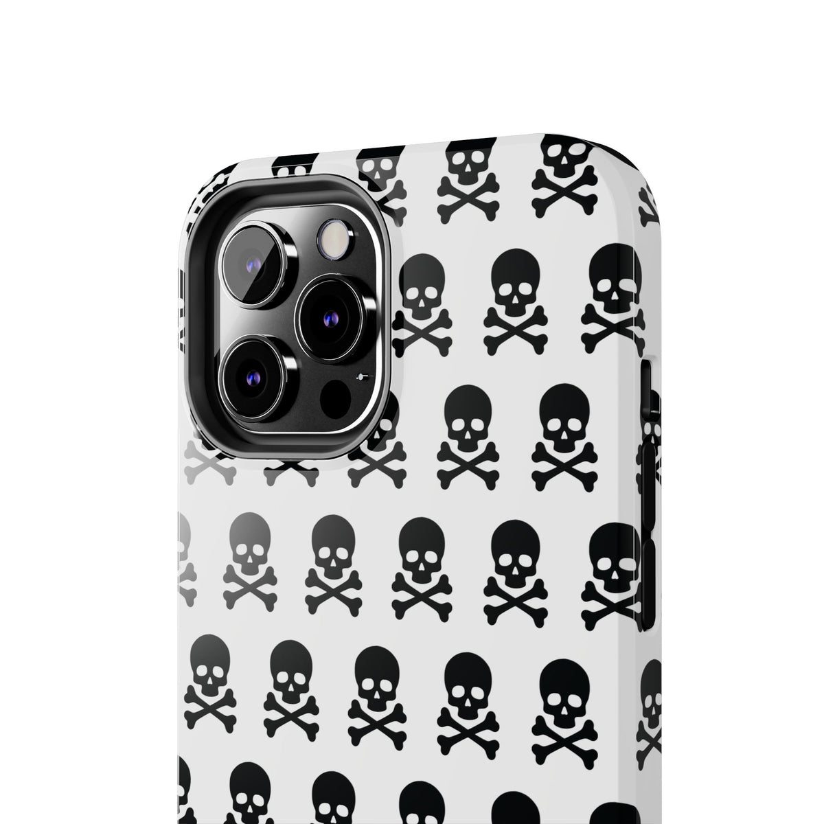 White Punk Skull Print Phone Case