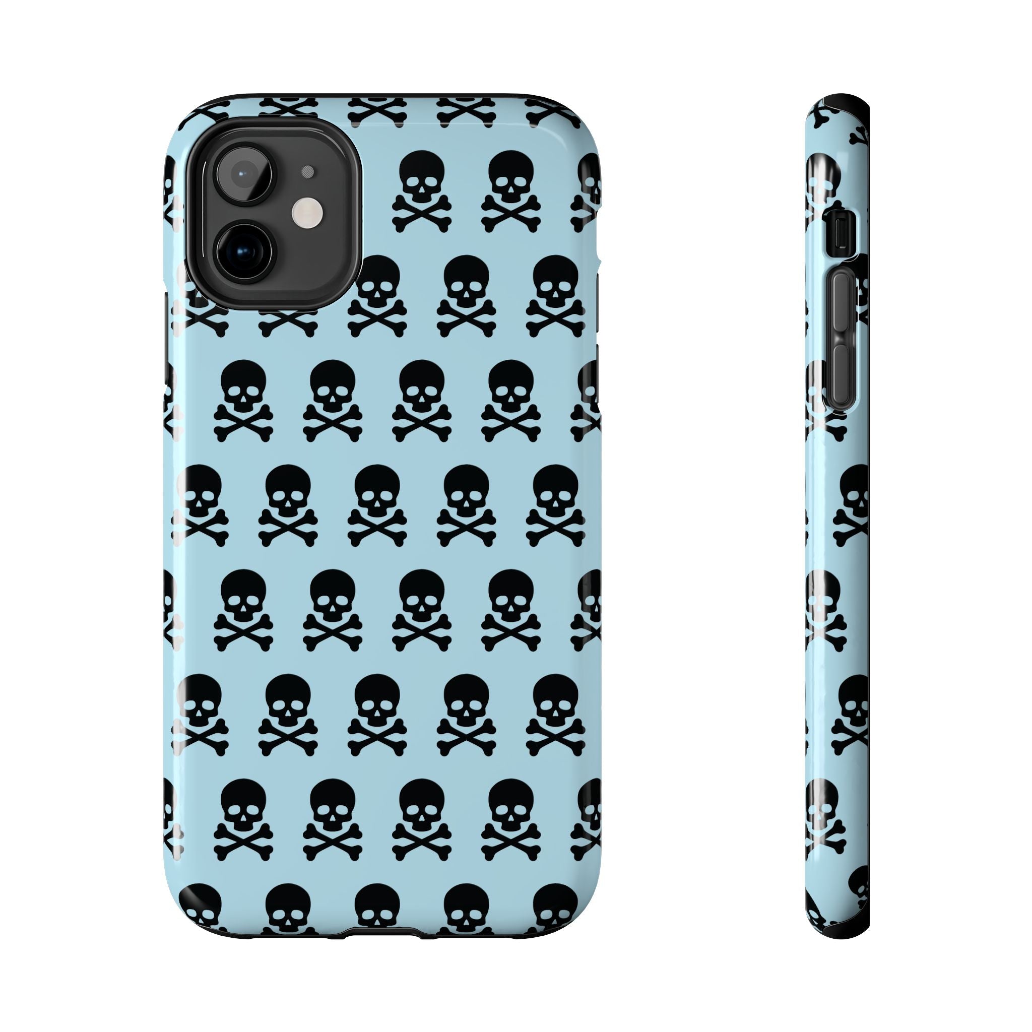 Blue Punk Skull Print Phone Case