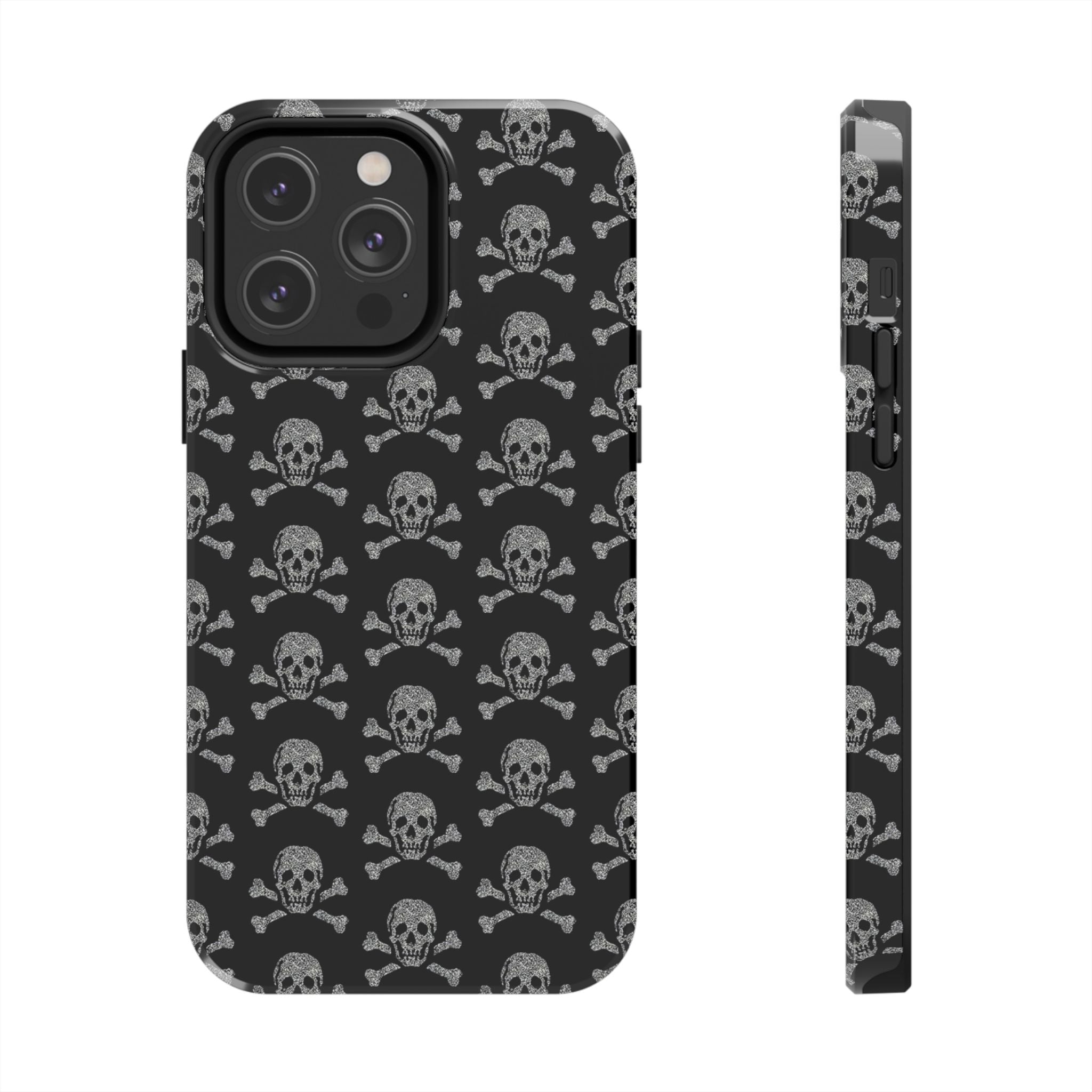 Silver Skull Print Phone Case  - Tough Impact-Resistant Case