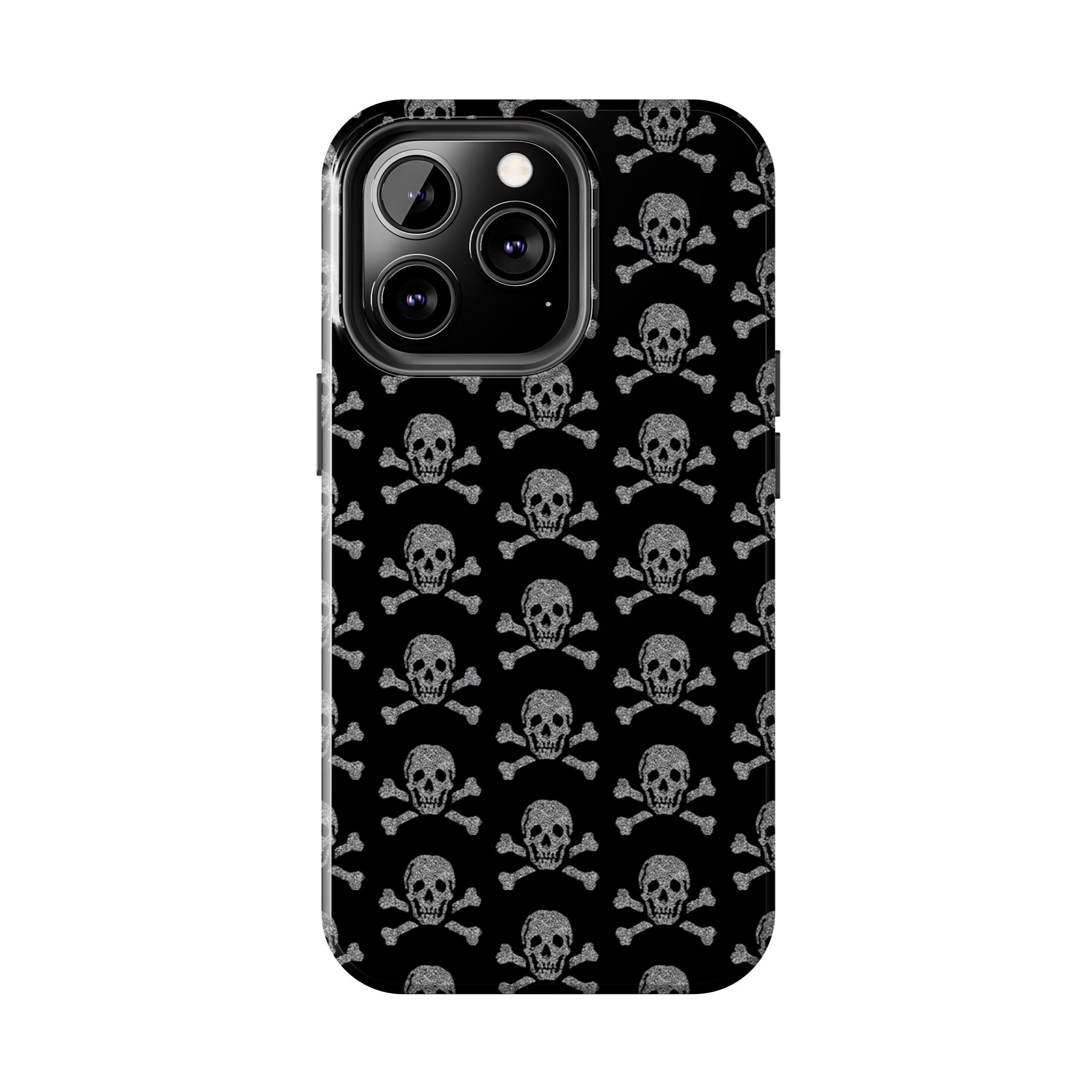 Silver Skull Print Phone Case  - Tough Impact-Resistant Case