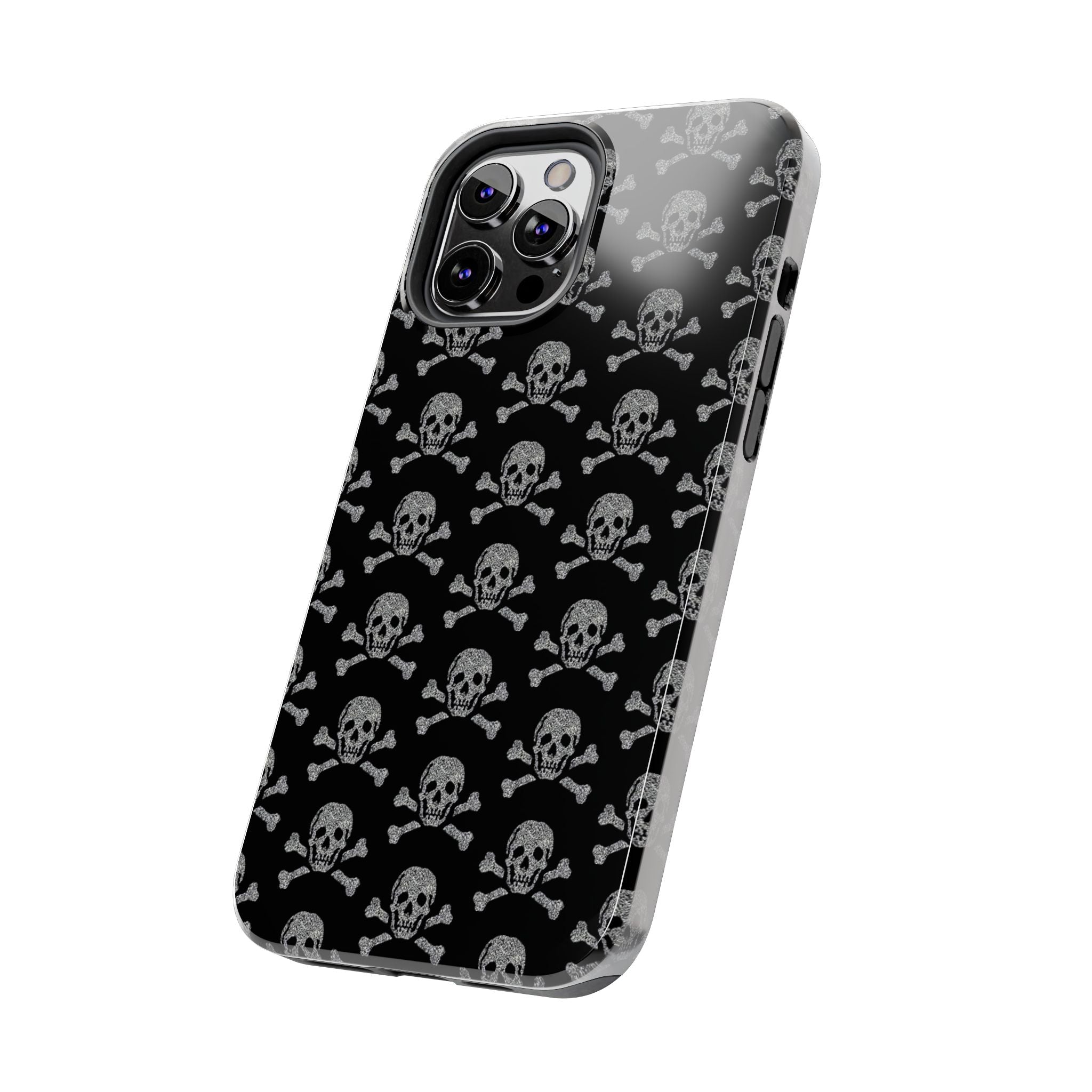 Silver Skull Print Phone Case  - Tough Impact-Resistant Case