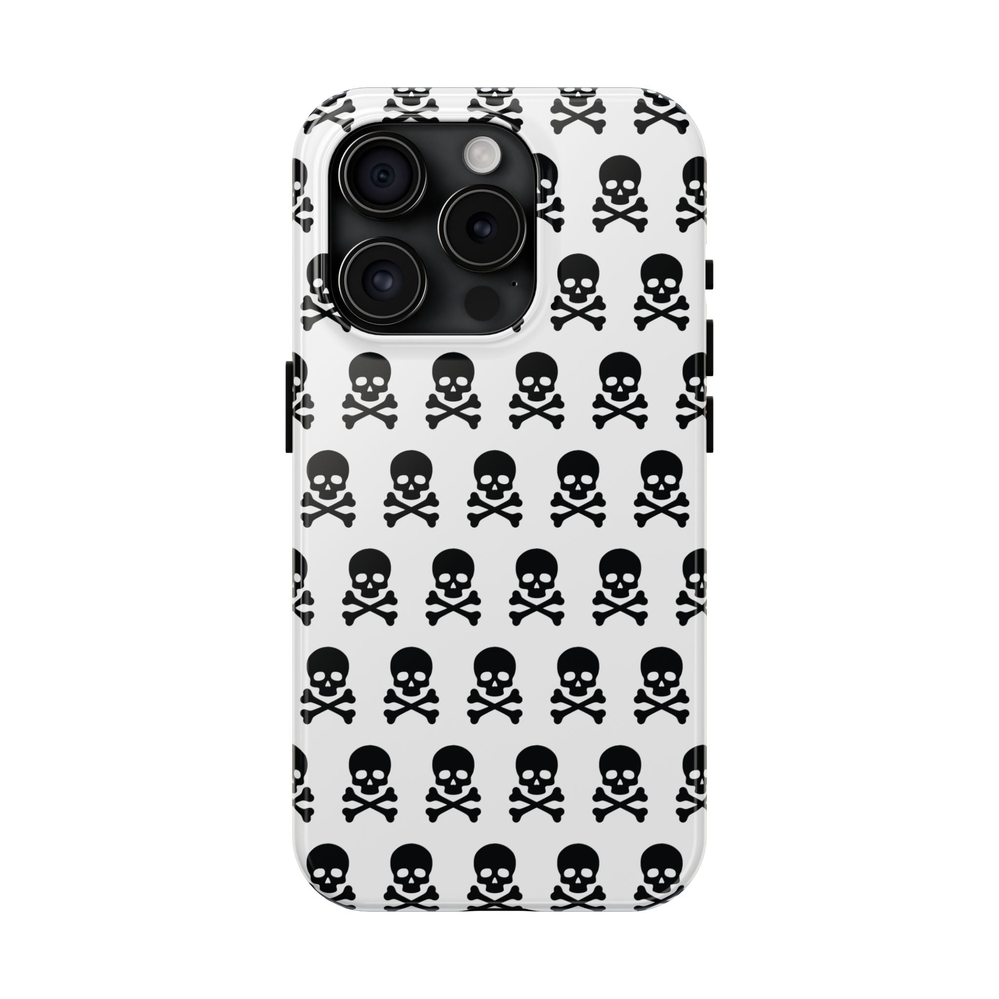 White Punk Skull Print Phone Case