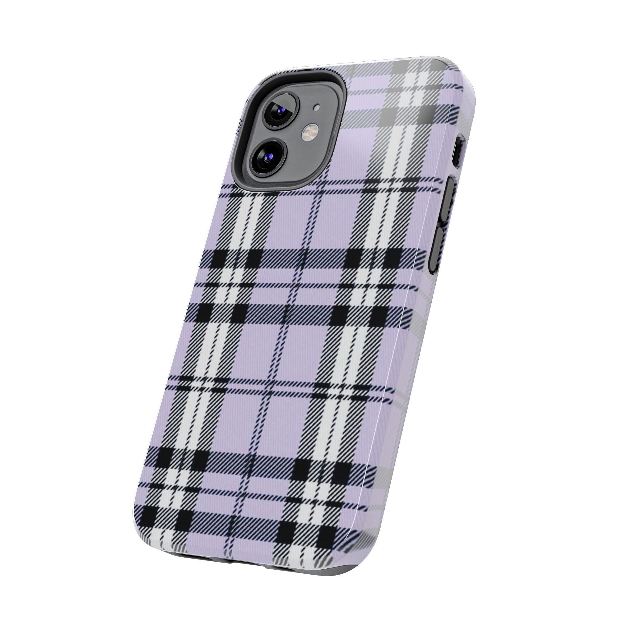 Lavender Light Purple Gingham Plaid Phone Case  - Tough Impact-Resistant Case