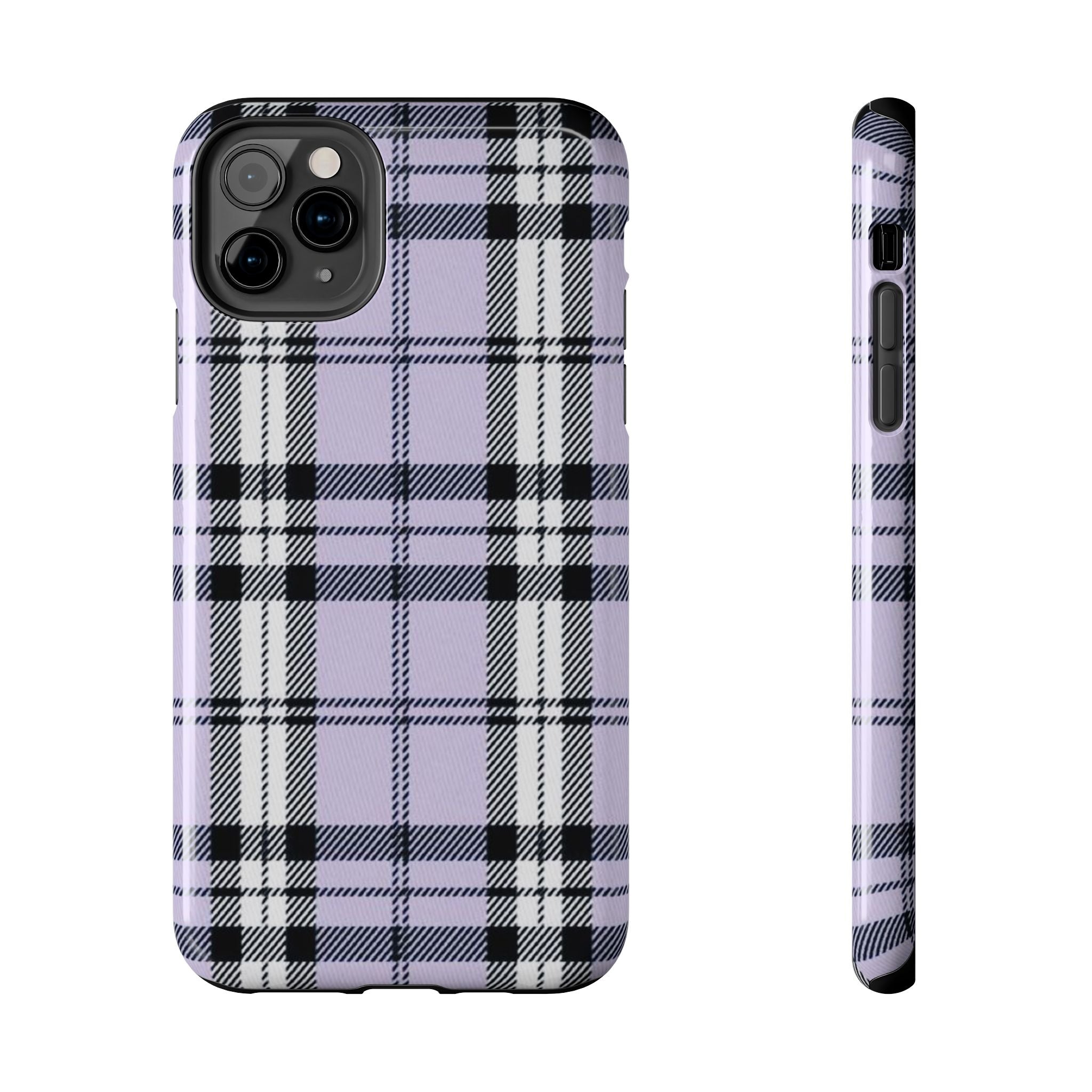 Lavender Light Purple Gingham Plaid Phone Case  - Tough Impact-Resistant Case