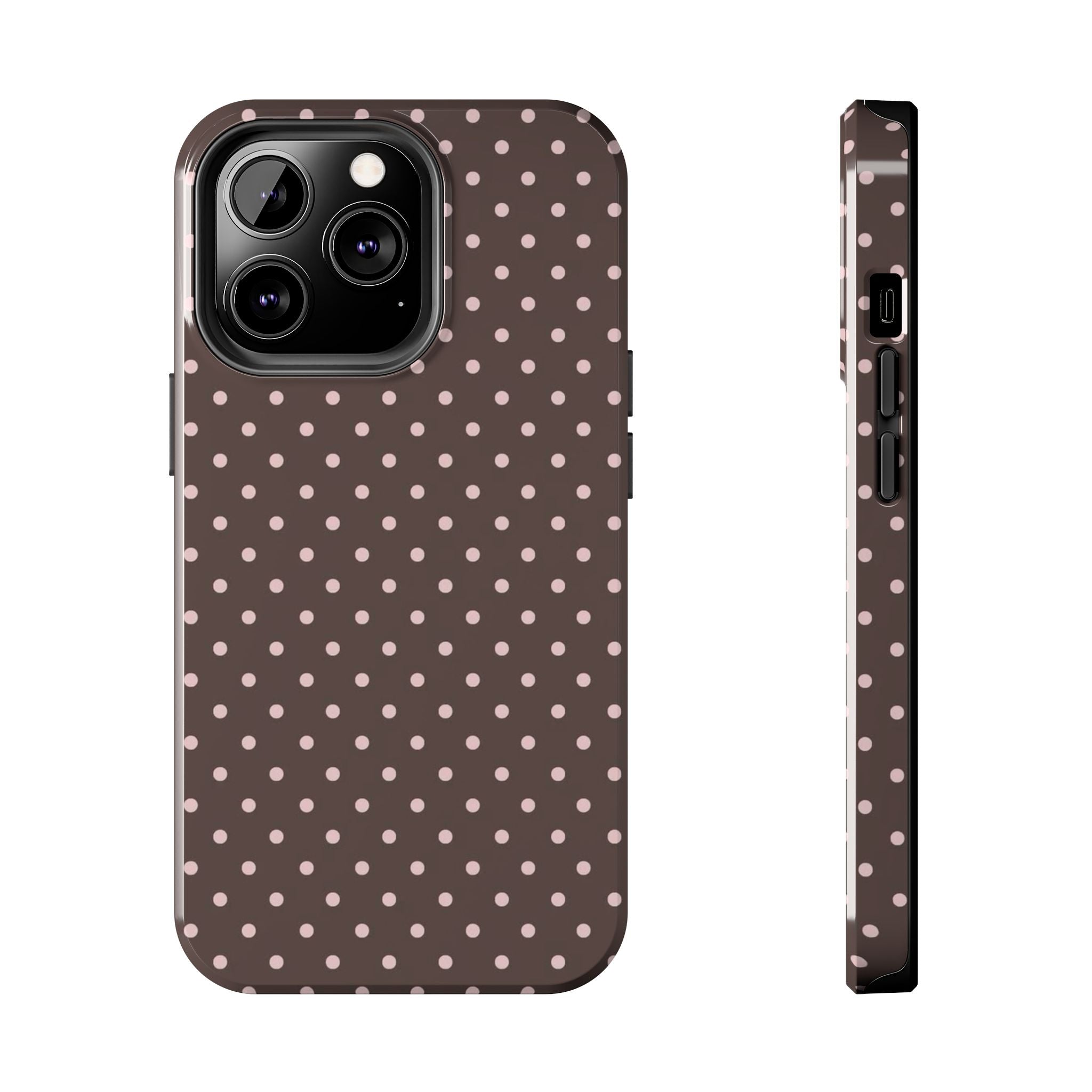 Brown with Pink Dots Phone Case  - Tough Impact-Resistant Case