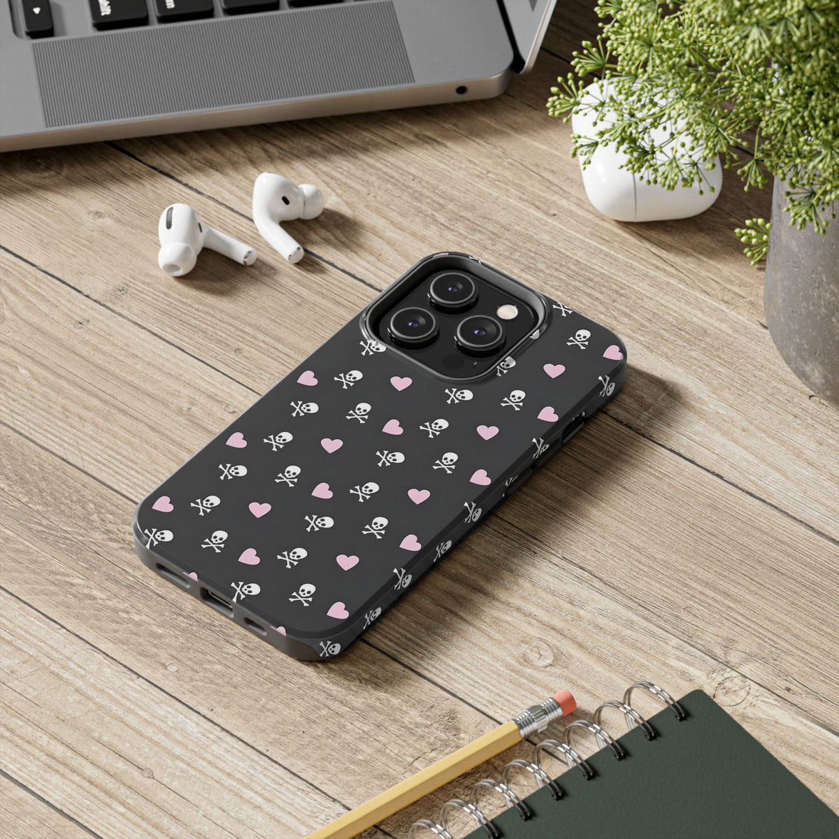 Cute Skulls and Hearts Phone Case  - Tough Impact-Resistant Case