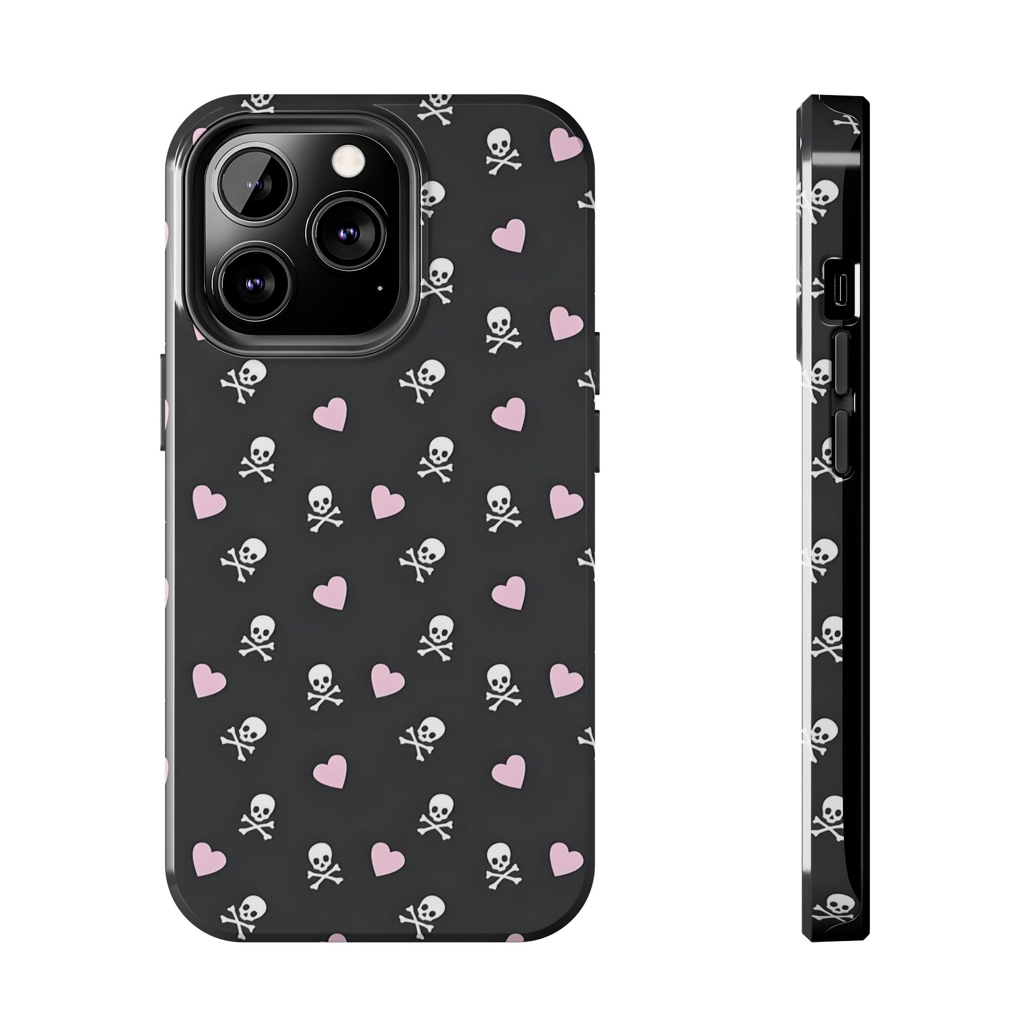 Cute Skulls and Hearts Phone Case  - Tough Impact-Resistant Case