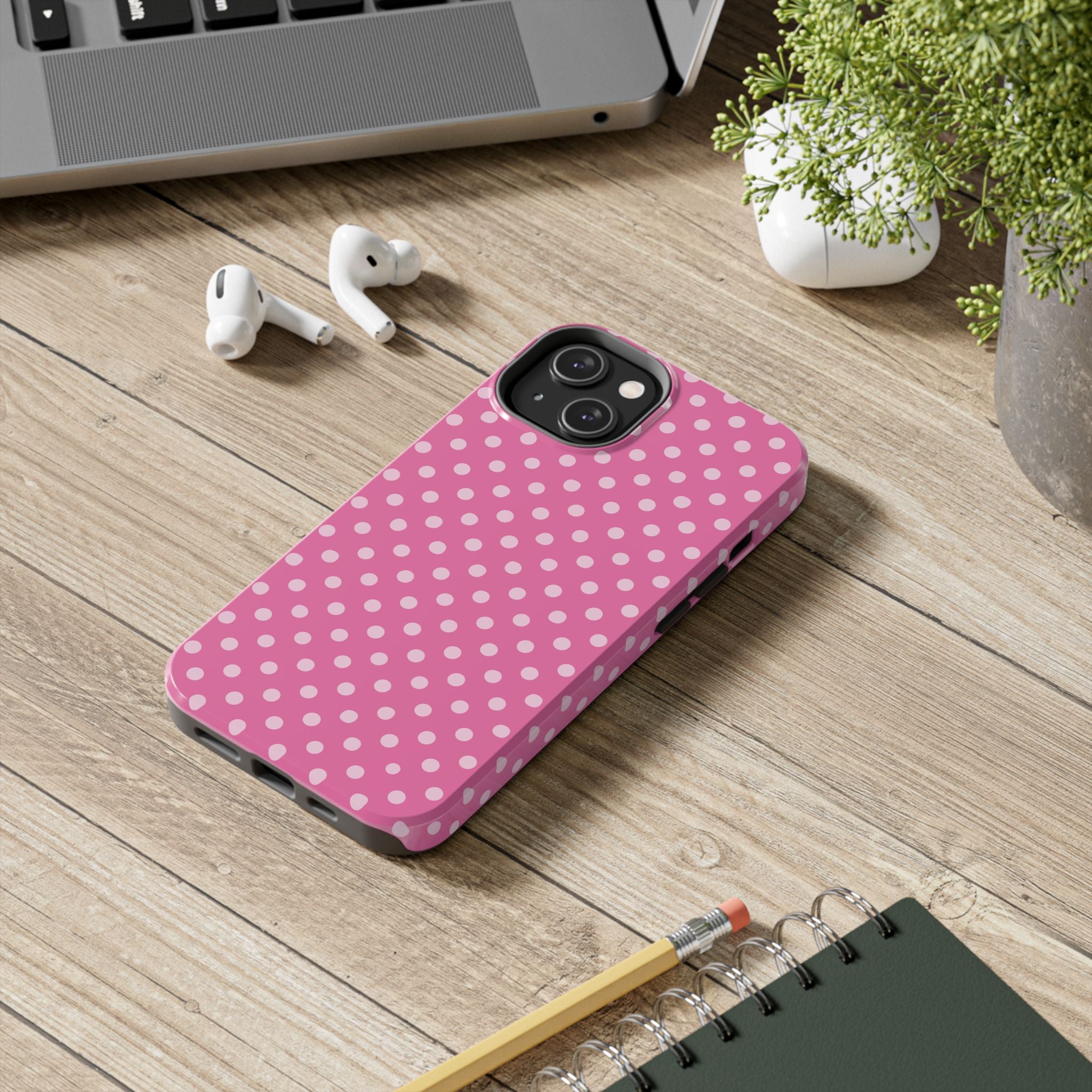 Pink on Pink Polka Dot Phone Case  - Tough Impact-Resistant Case
