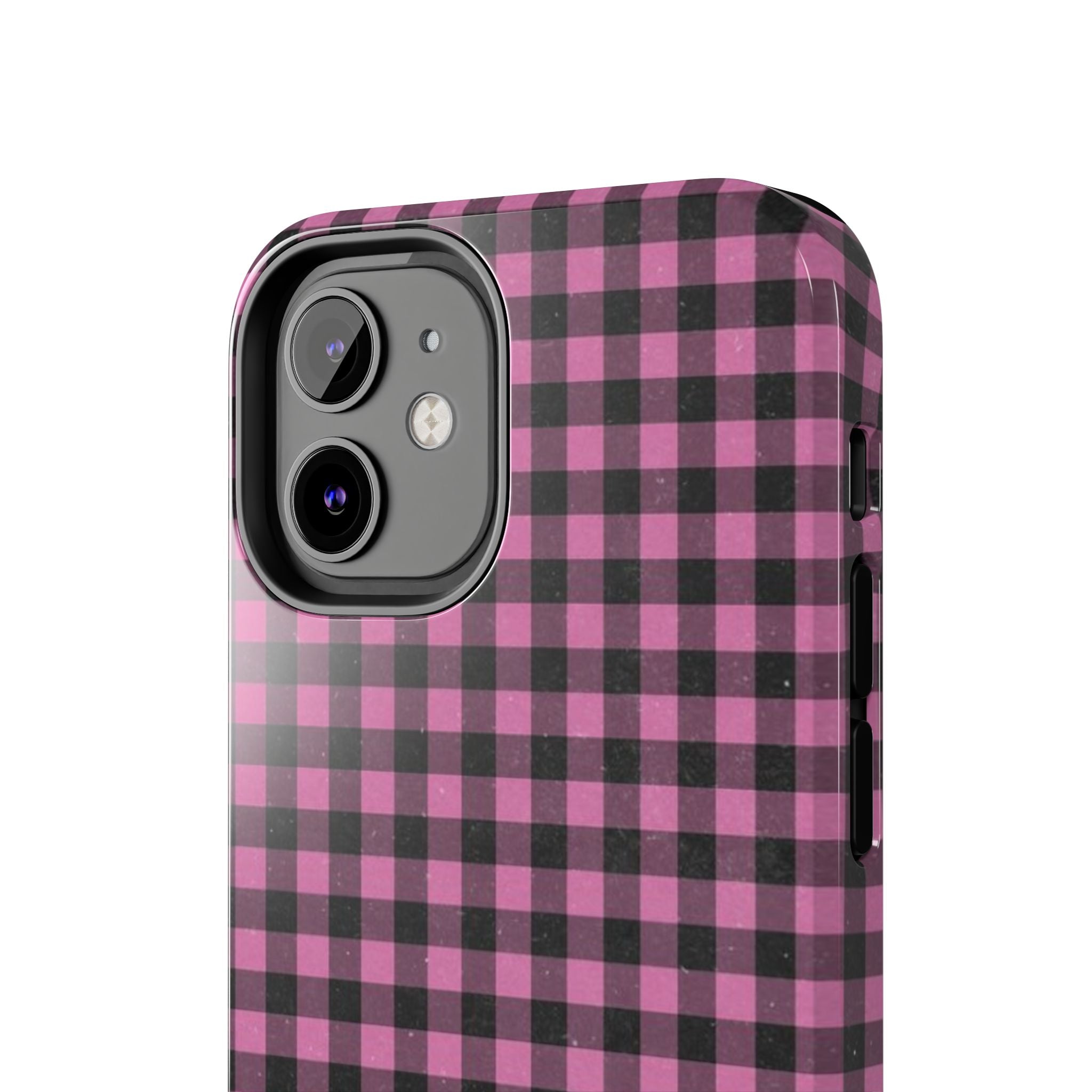 Pink and Black Faded Gingham Plaid Phone Case