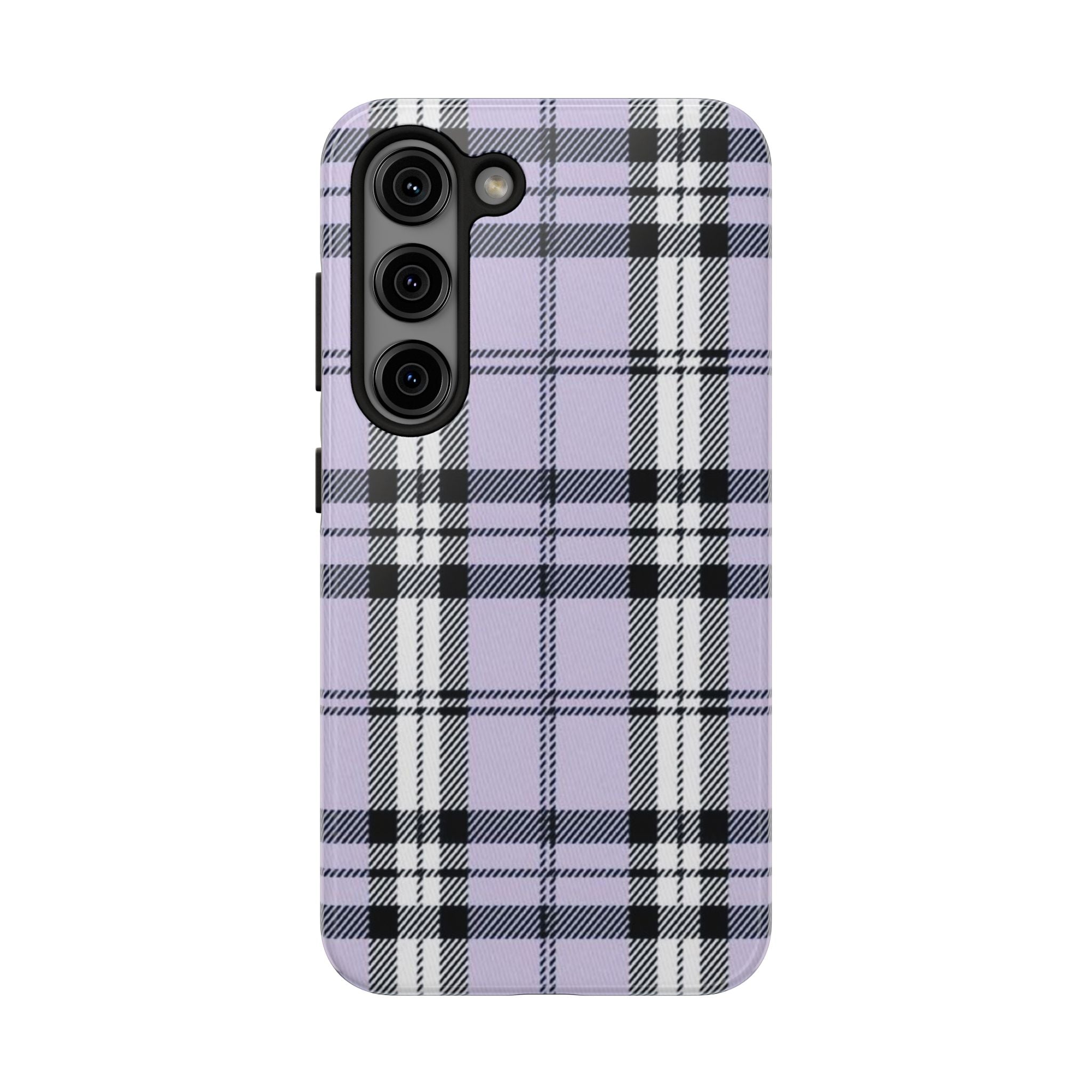 Lavender Light Purple Gingham Plaid Phone Case  - Tough Impact-Resistant Case