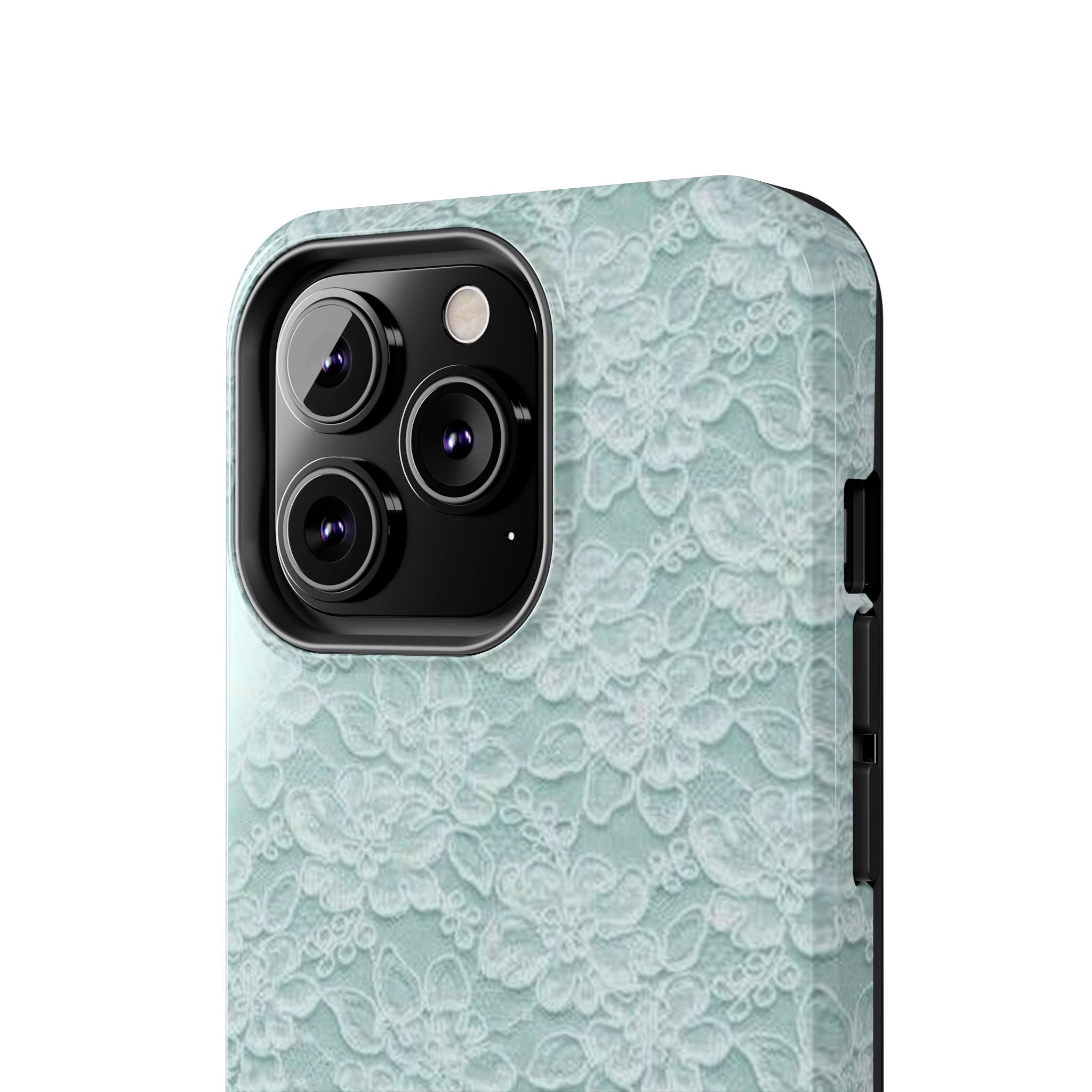 Teal Light Blue Lace Print Pattern Phone Case