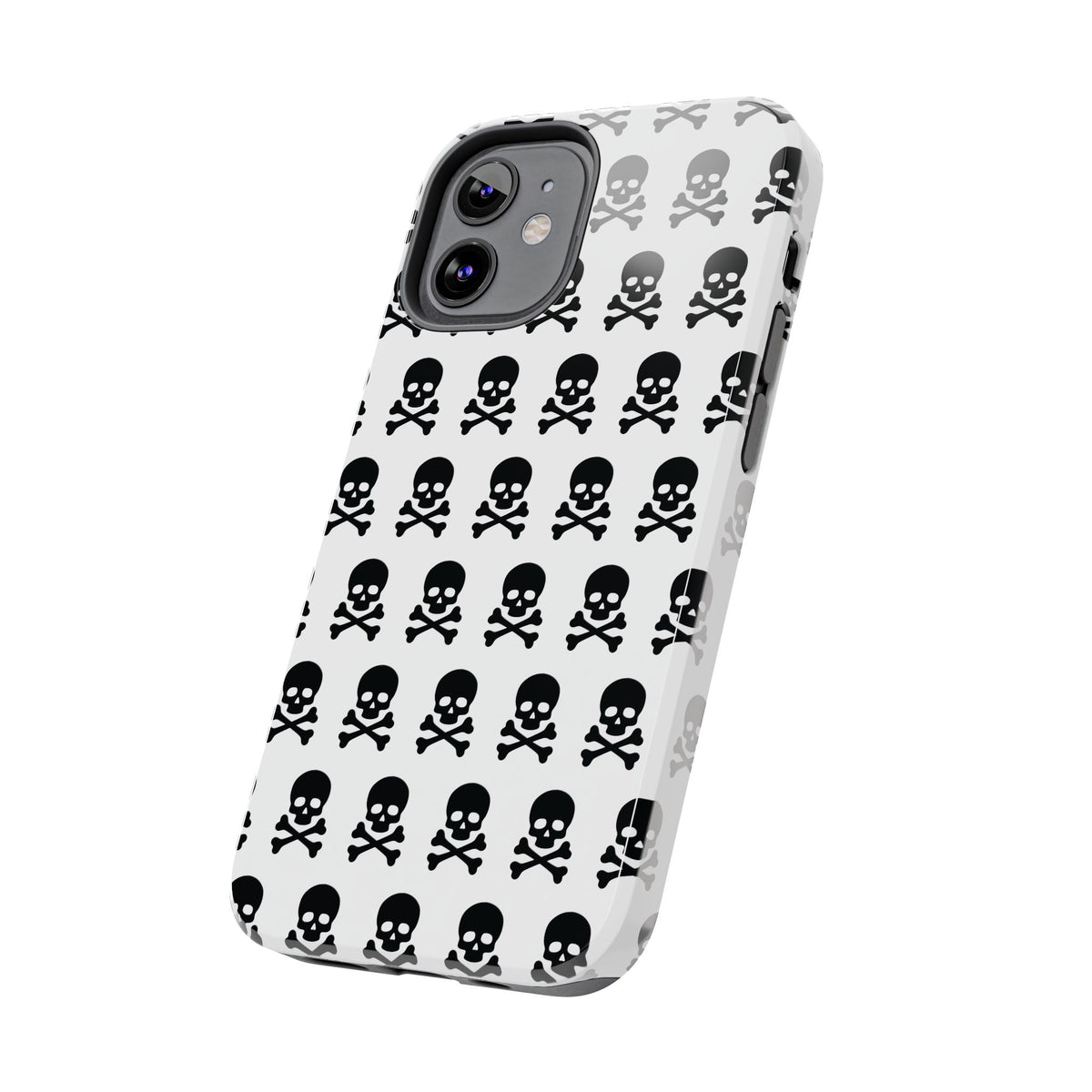 White Punk Skull Print Phone Case